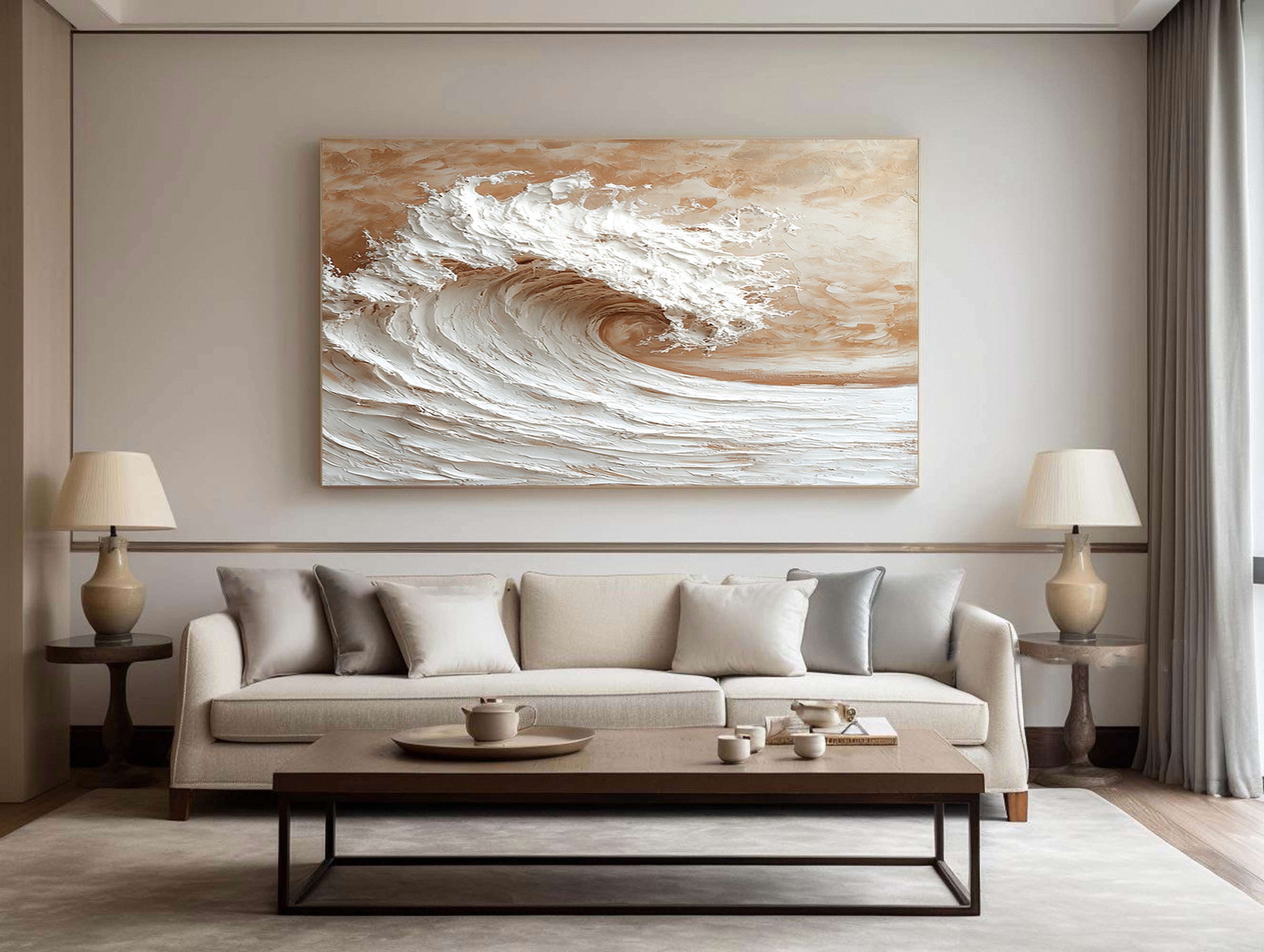 Large 3D Wave Art Textured Ocean Painting #AG 038