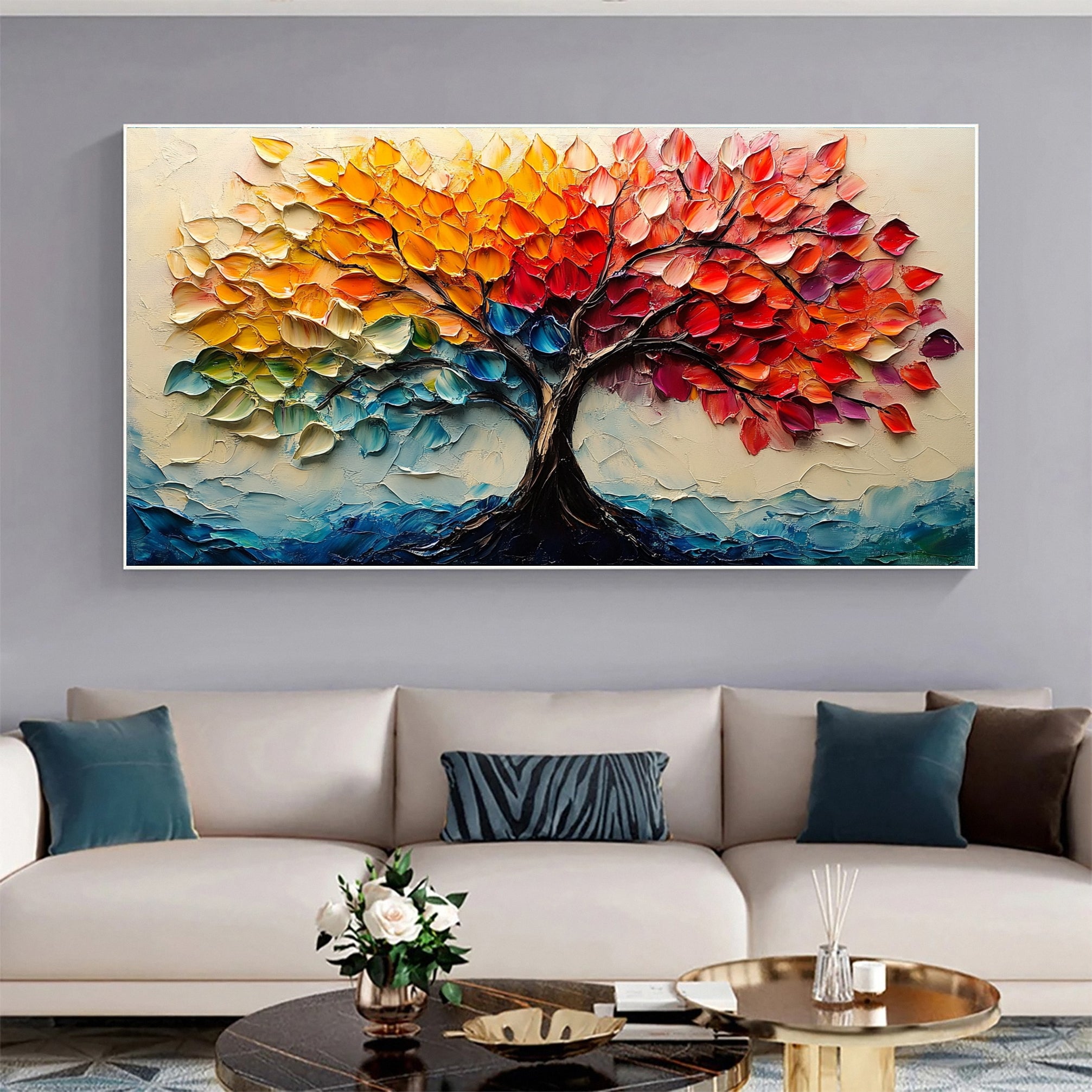 Modern Large Colorful Tree Wall Art #FT 028