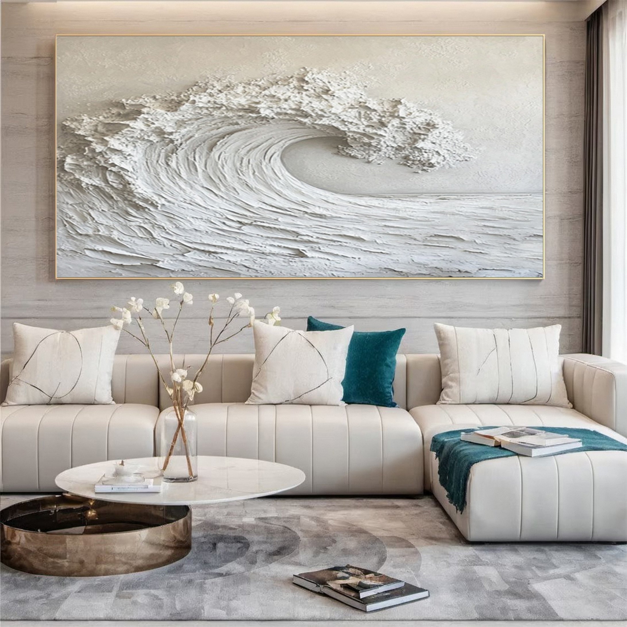 Ocean Majesty: Large Textured Wave Wall Art #OS 026