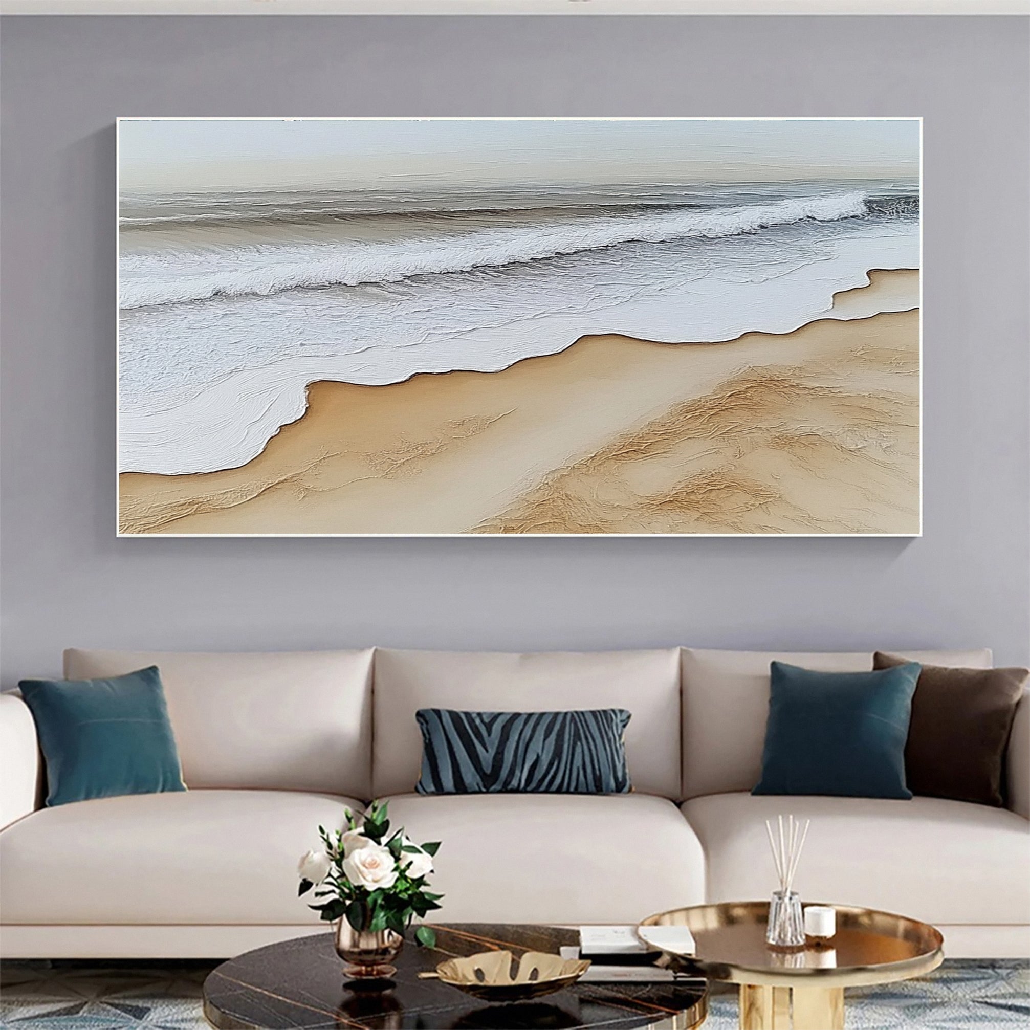 Large Ocean Wave Textured Wall Art For Living Room Decor #OS 051