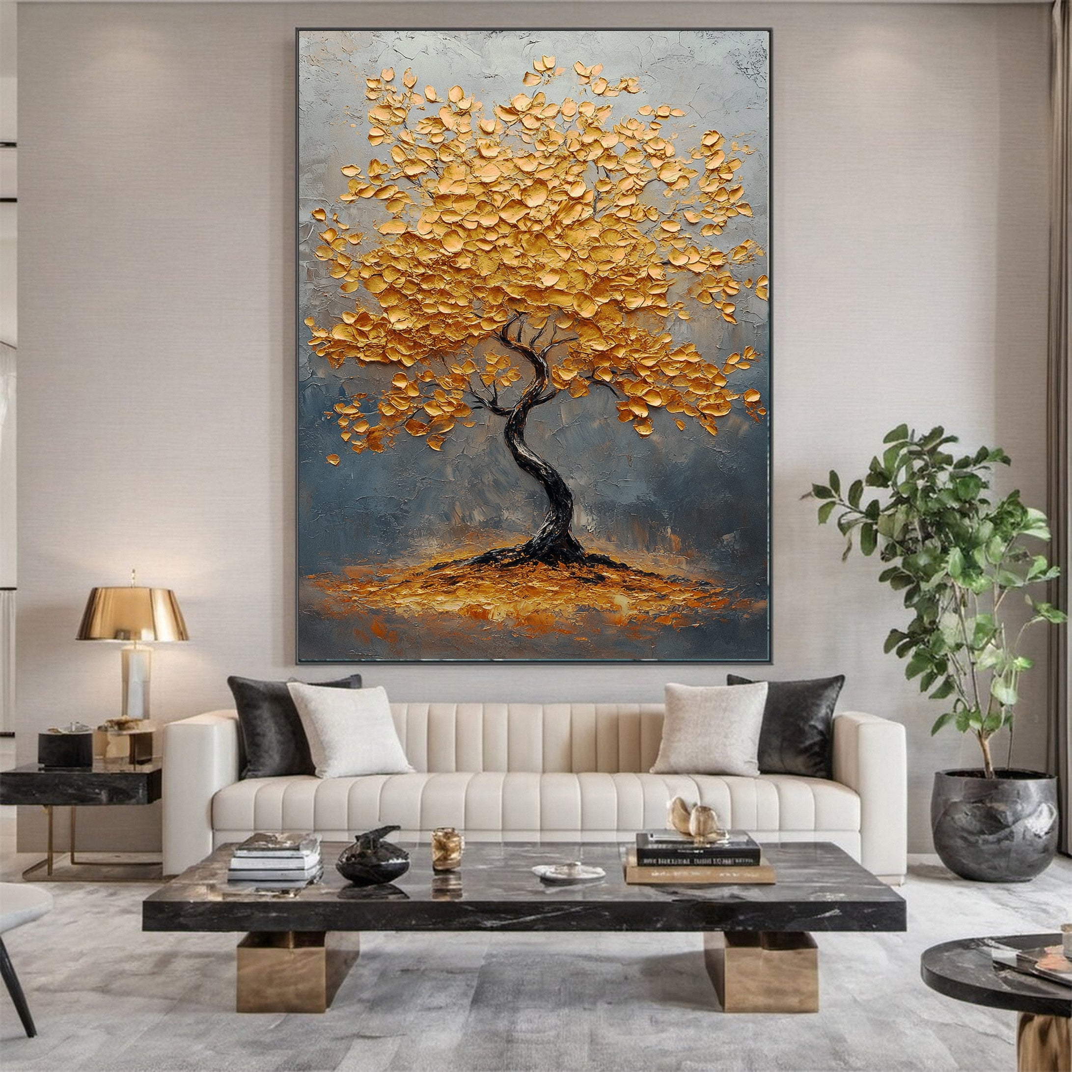 Autumn Whisper Large Colorful Tree Landscape Art #FT 040