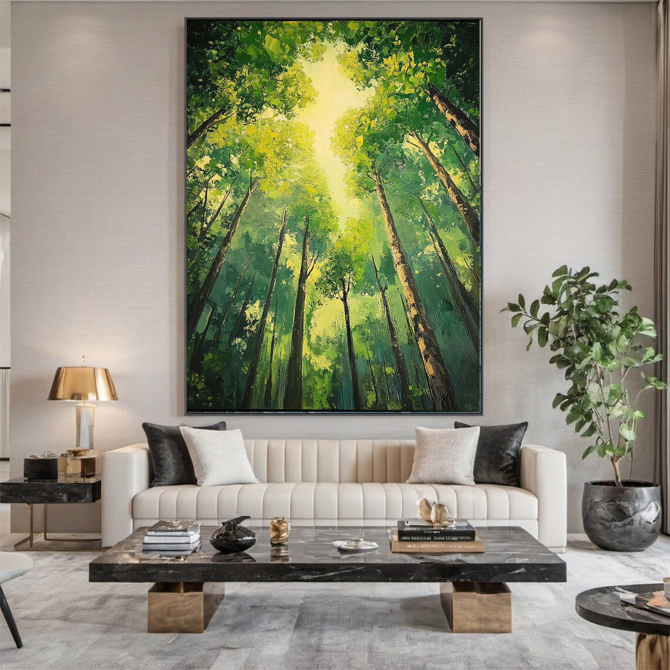 Summer Whisper Large Colorful Forest Landscape Art #FT 039