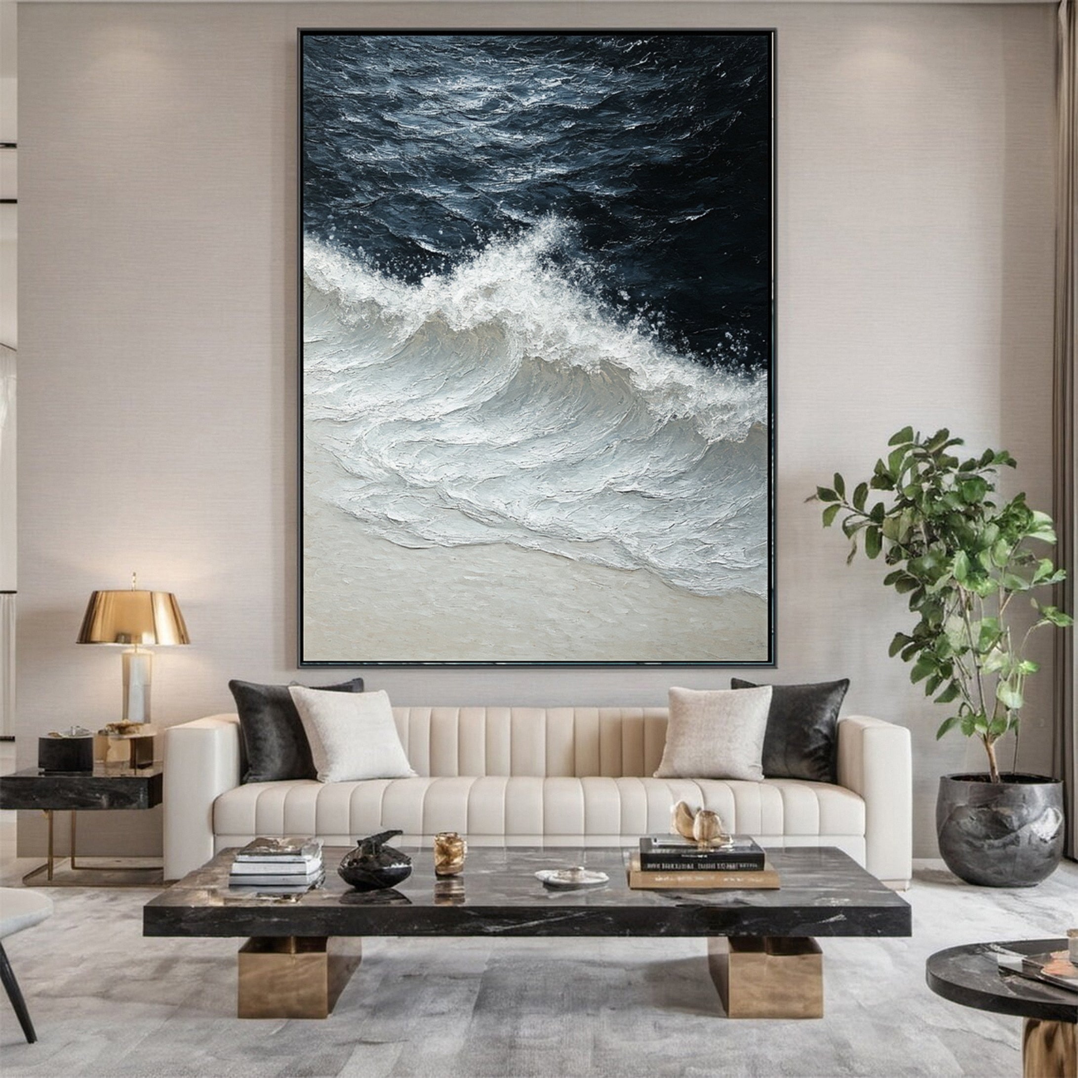 Wave Crescendo Large Textured Ocean Wall Art #OS 037