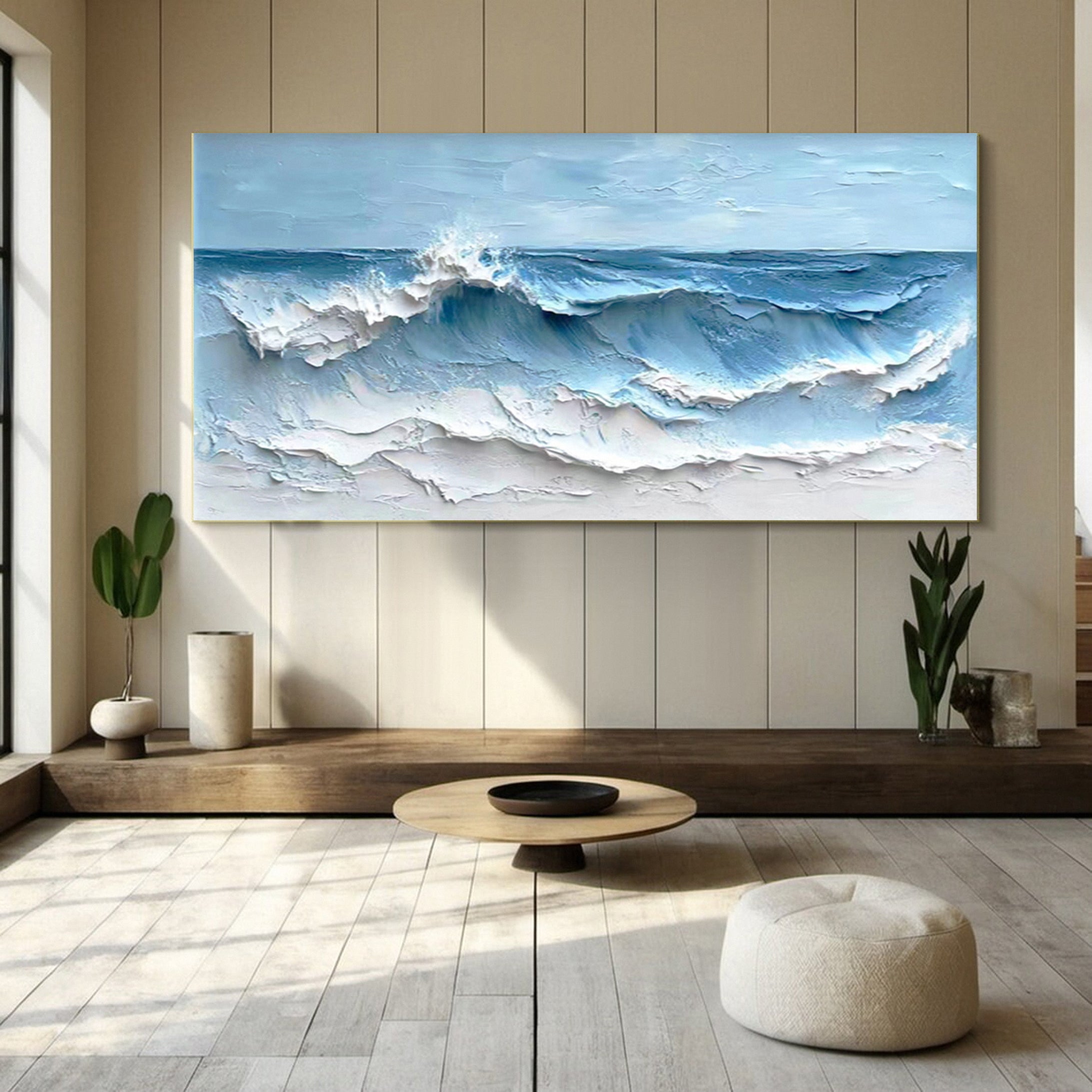 Crashing Waves Textured Artwork Luxurious Ocean Wall Canvas #OS 014