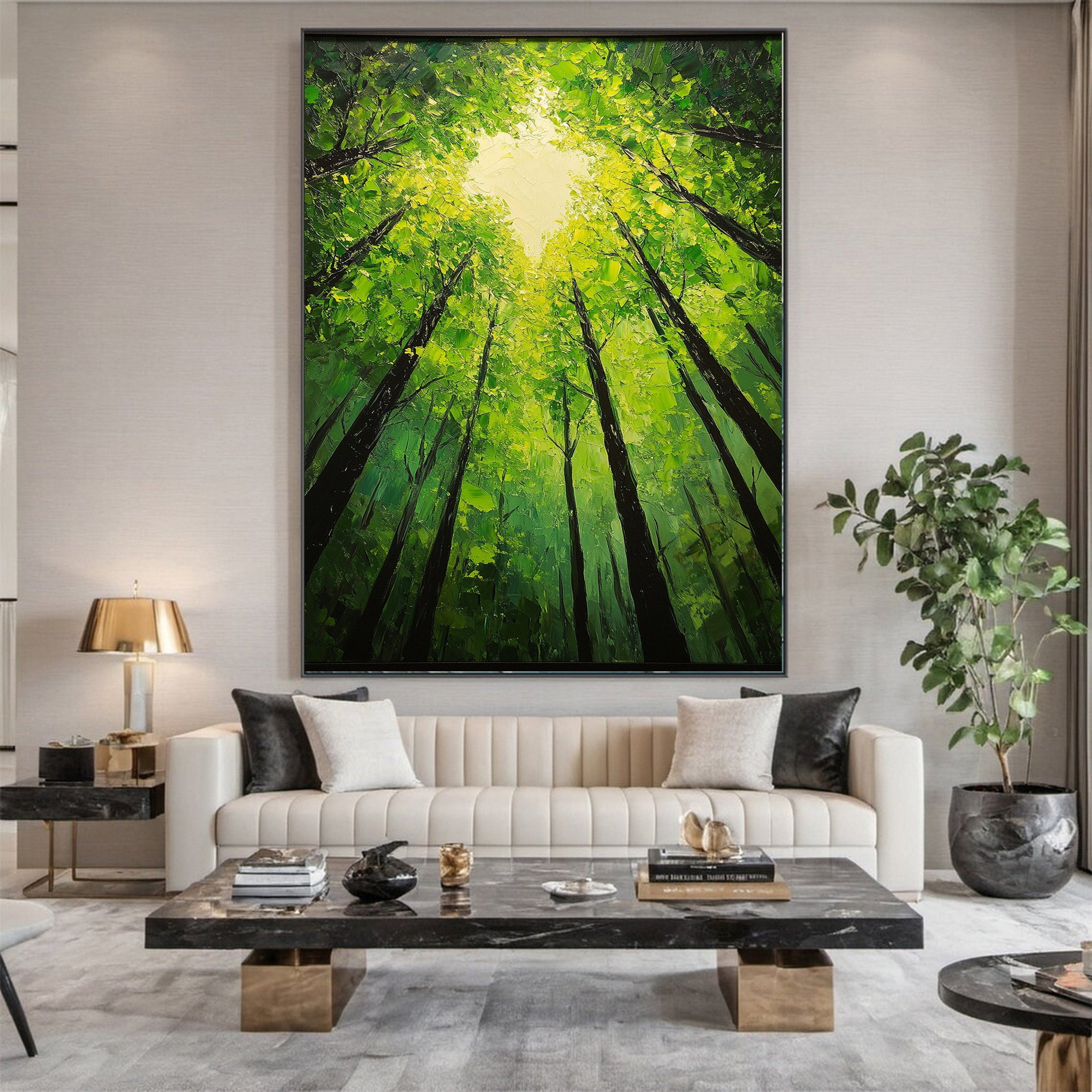 Summer Whisper Large Colorful Forest Landscape Art #FT 038