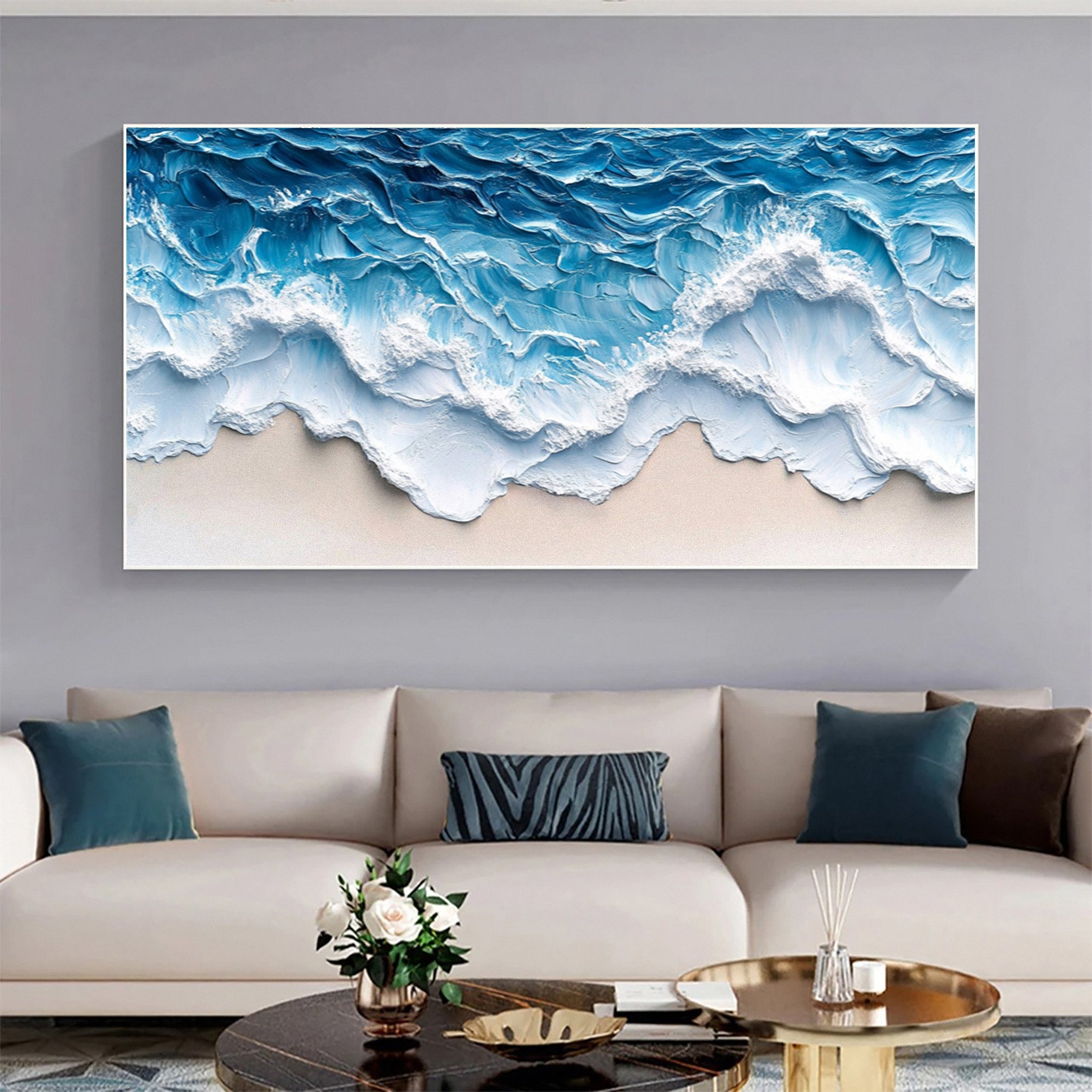 Coastal Serenity Wall Art Dynamic Ocean Waves Canvas #OS 008