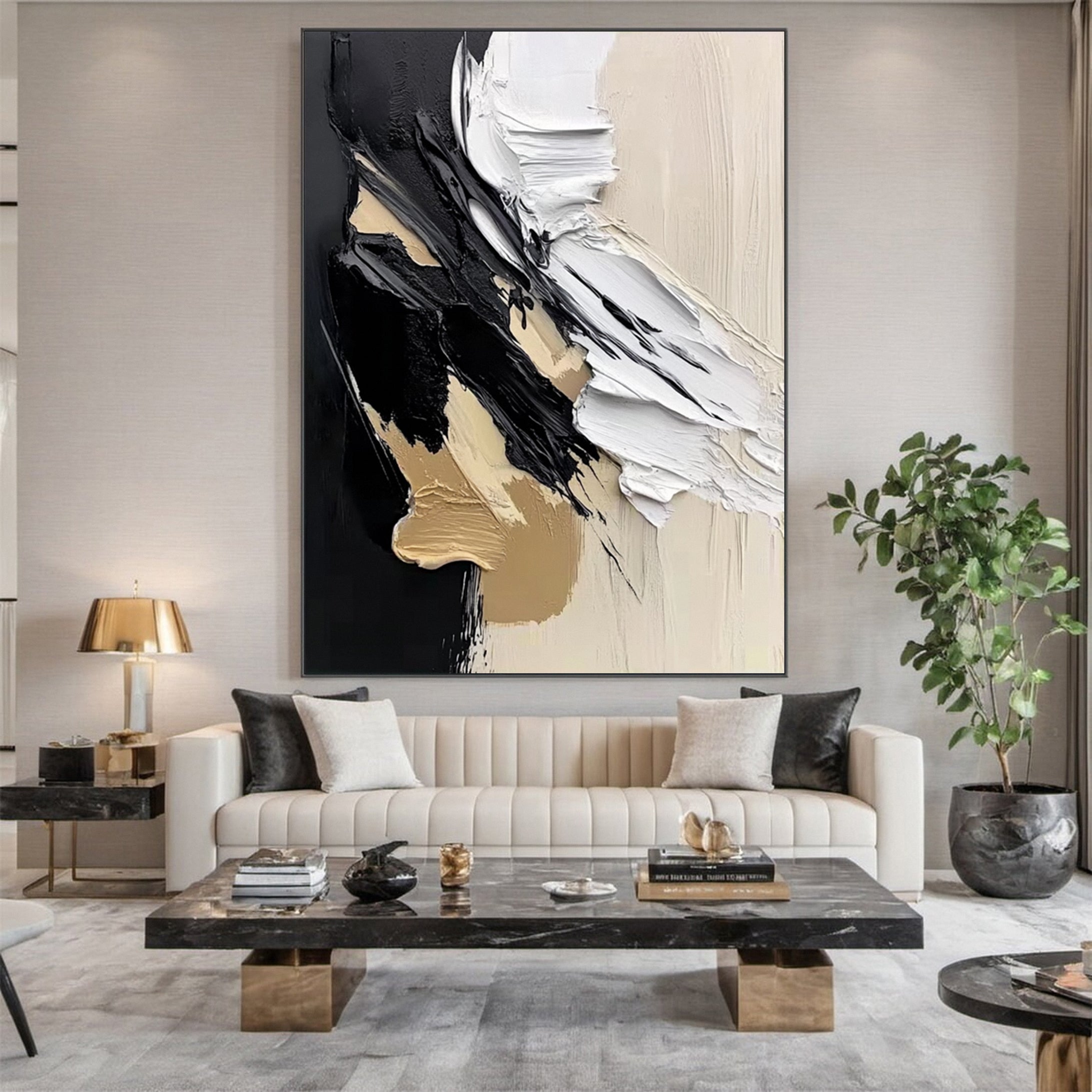 Modern Contrast Bold Abstract Canvas Art #MMA 152