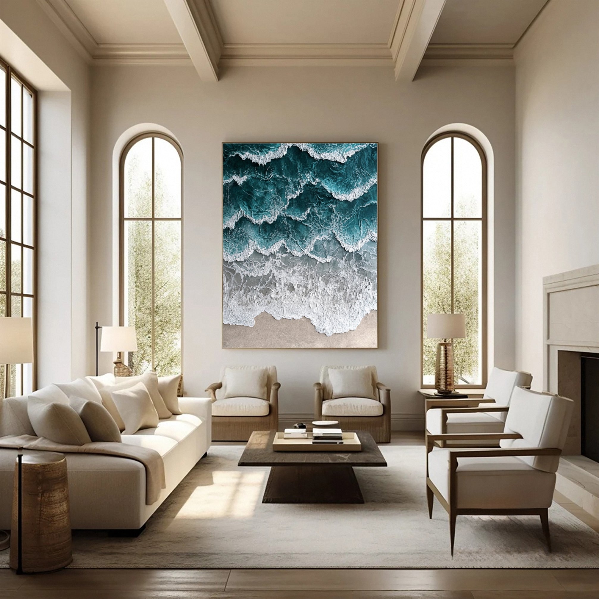 Coastal Serenity Wall Art Dynamic Ocean Waves Canvas #OS 009