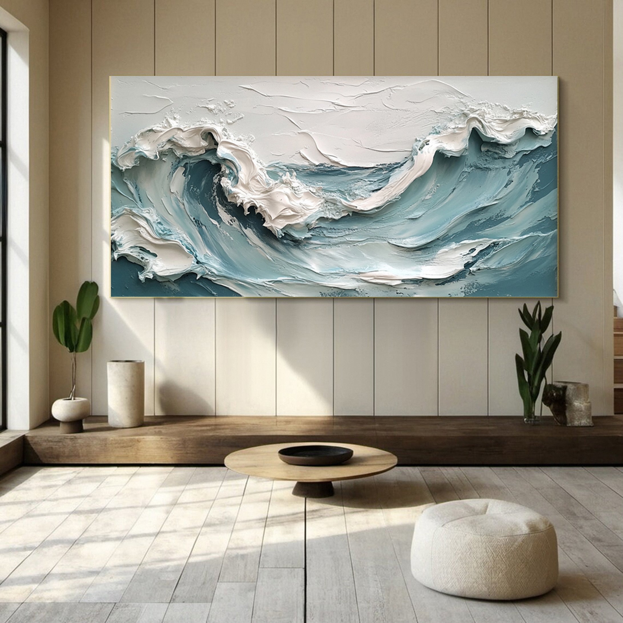 Abstract Seascape Canvas Textured Waves for Elegant Interiors #OS 017