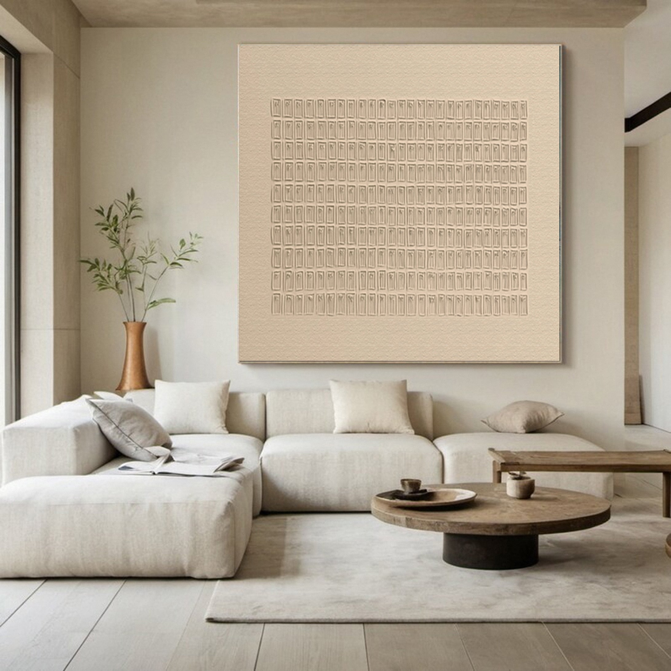 Zen Grid Minimalist Textured Wabi Sabi Wall Art #MMA 142