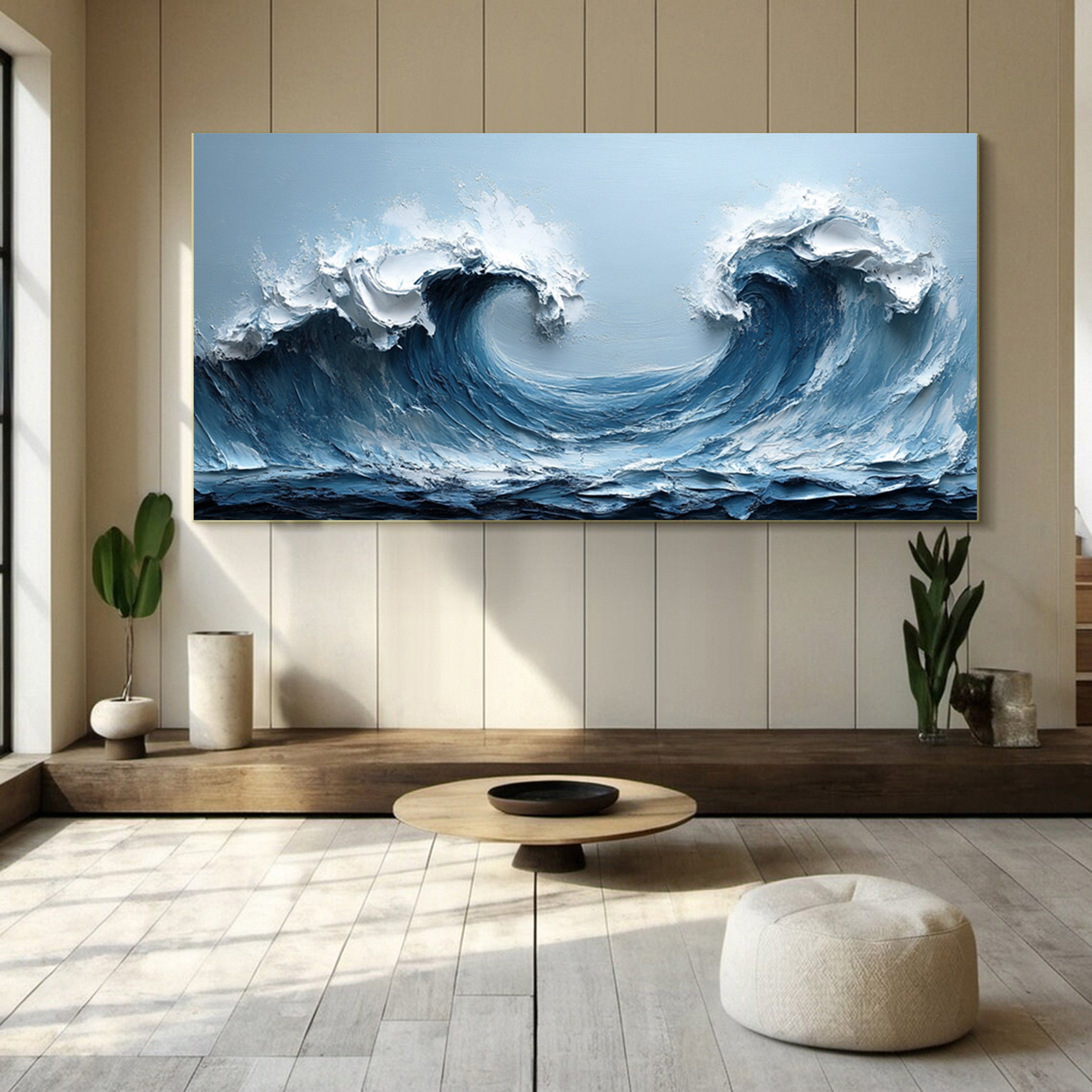 Abstract Seascape Canvas Textured Waves for Elegant Interiors #OS 018