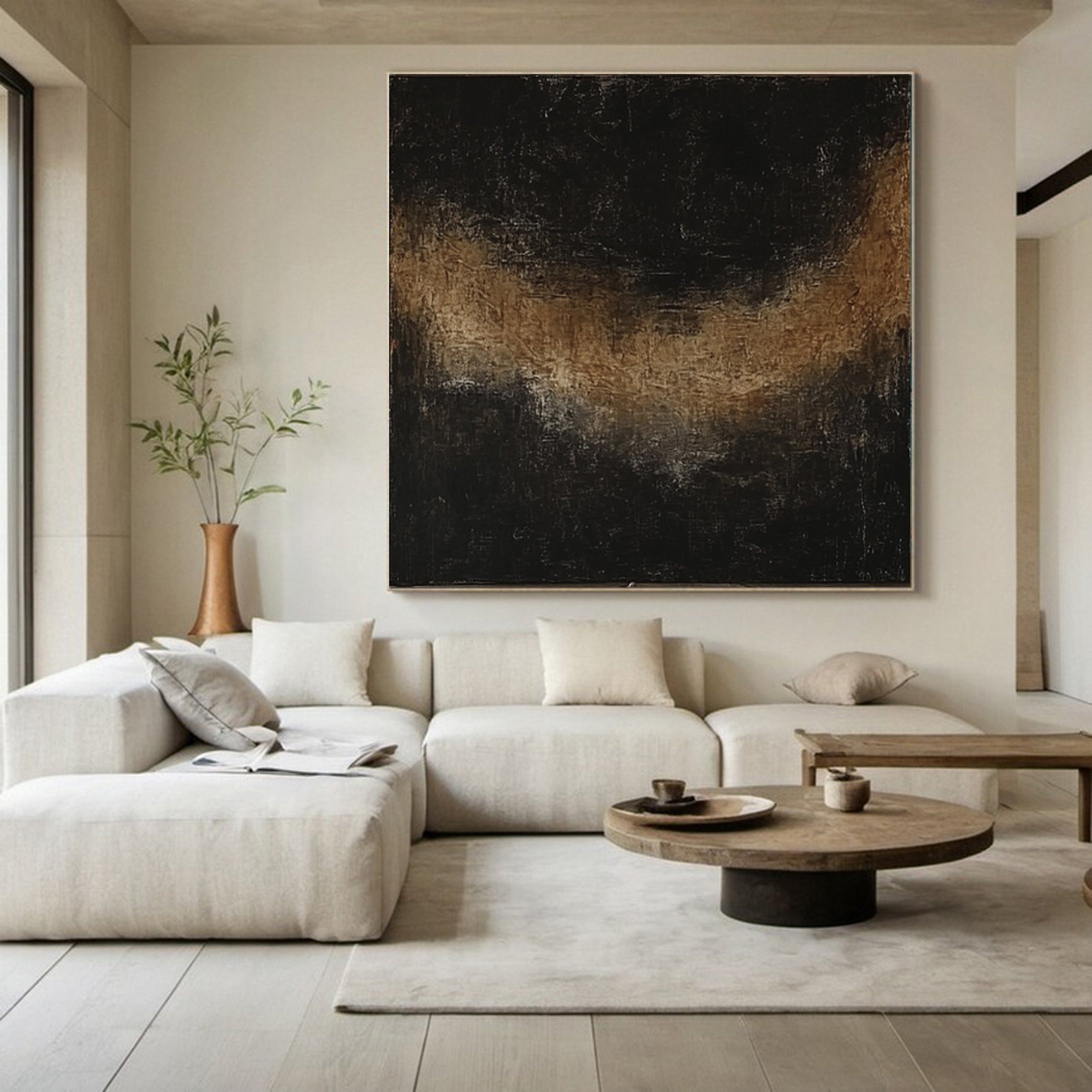 Sleek Elegance Contemporary Large Black Textured Wall Art #MMA 133