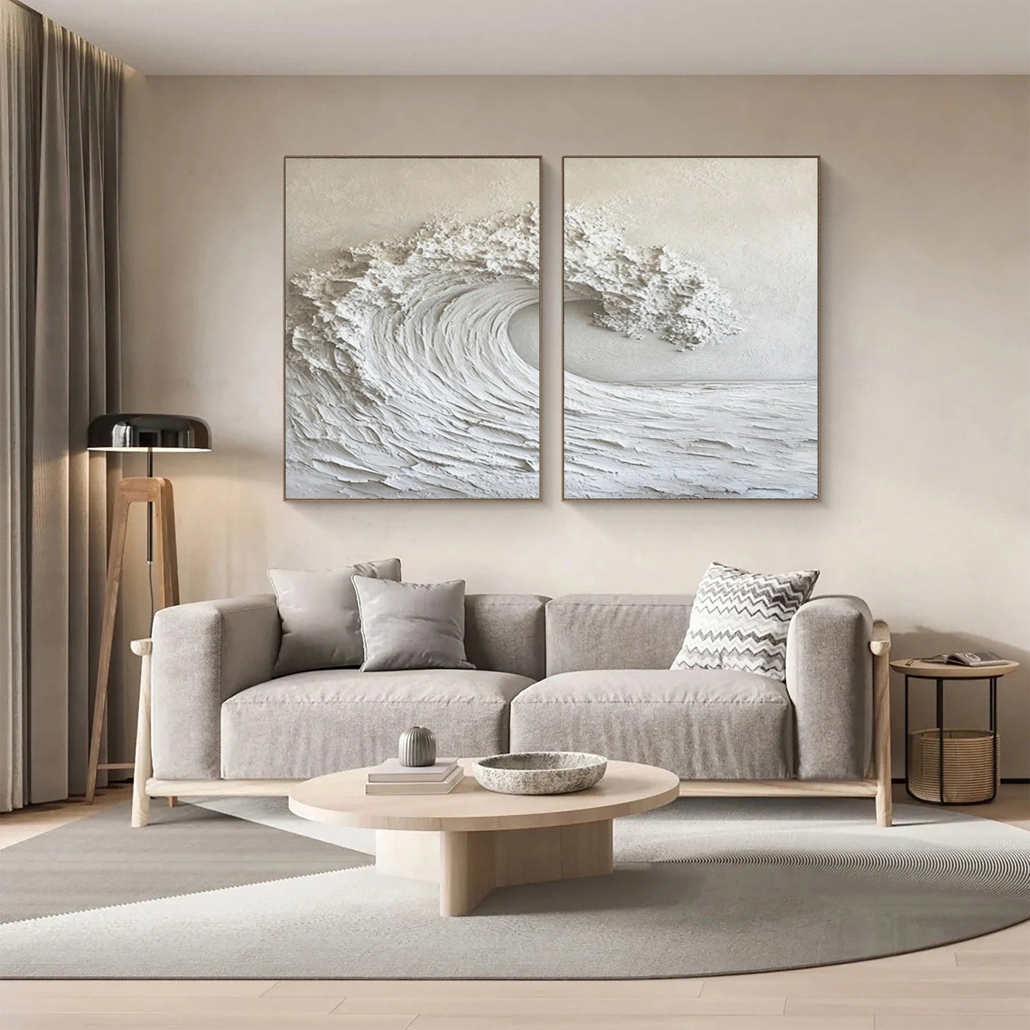 Marine Majesty Large Wall Canvas Set Captivating Sea Waves #OS 012