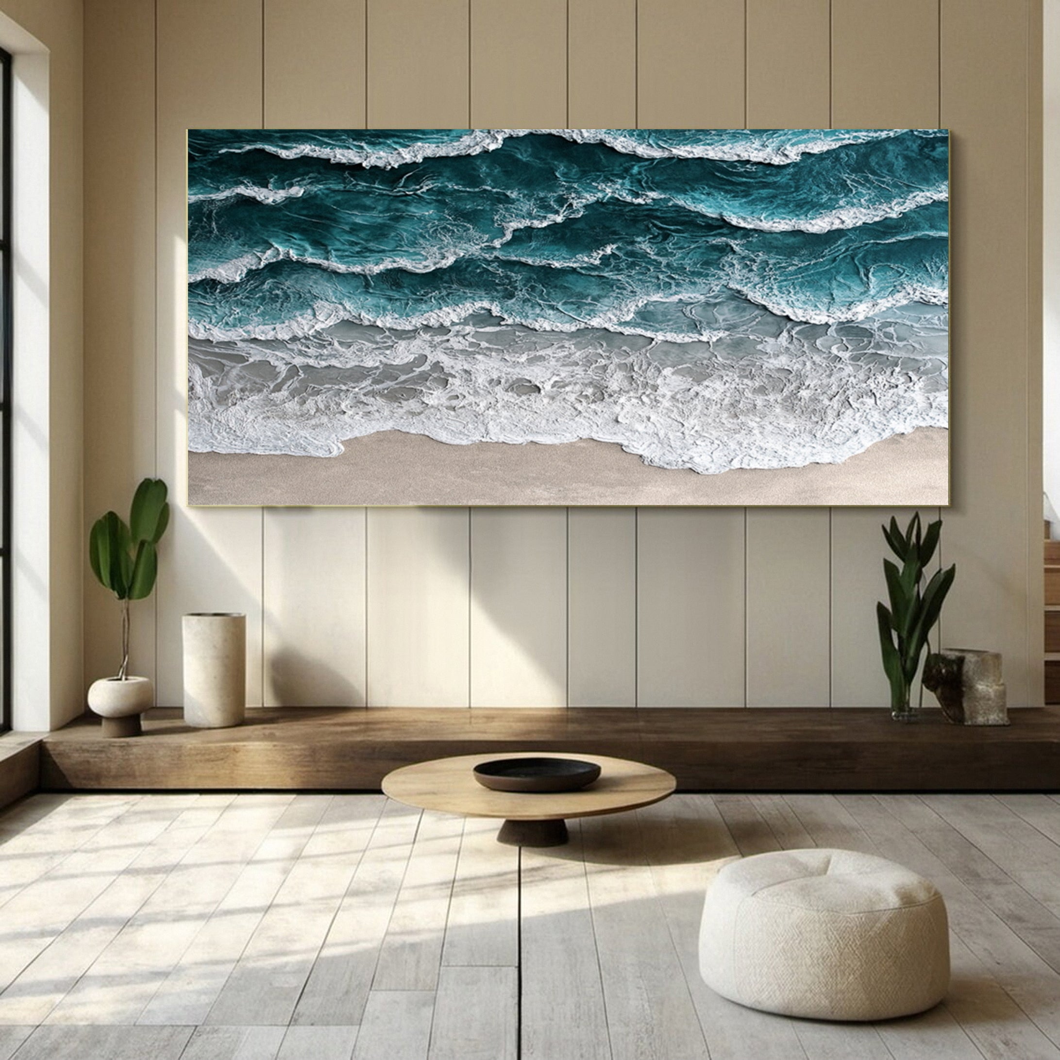 Coastal Serenity Wall Art Dynamic Ocean Waves Canvas #OS 006