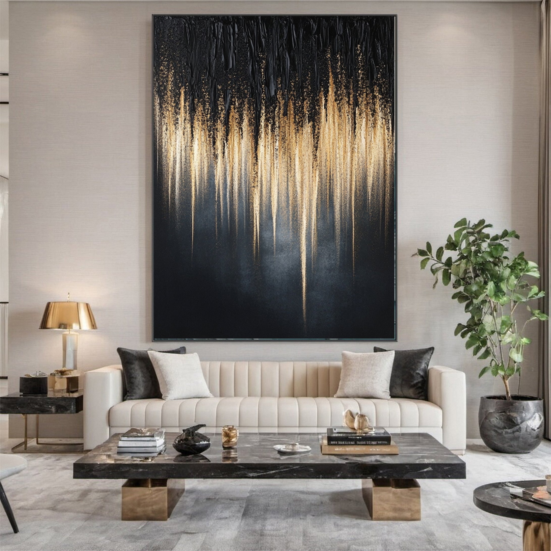 Large Black & Gold Textured Wall Art For Home Decor #MMA 149