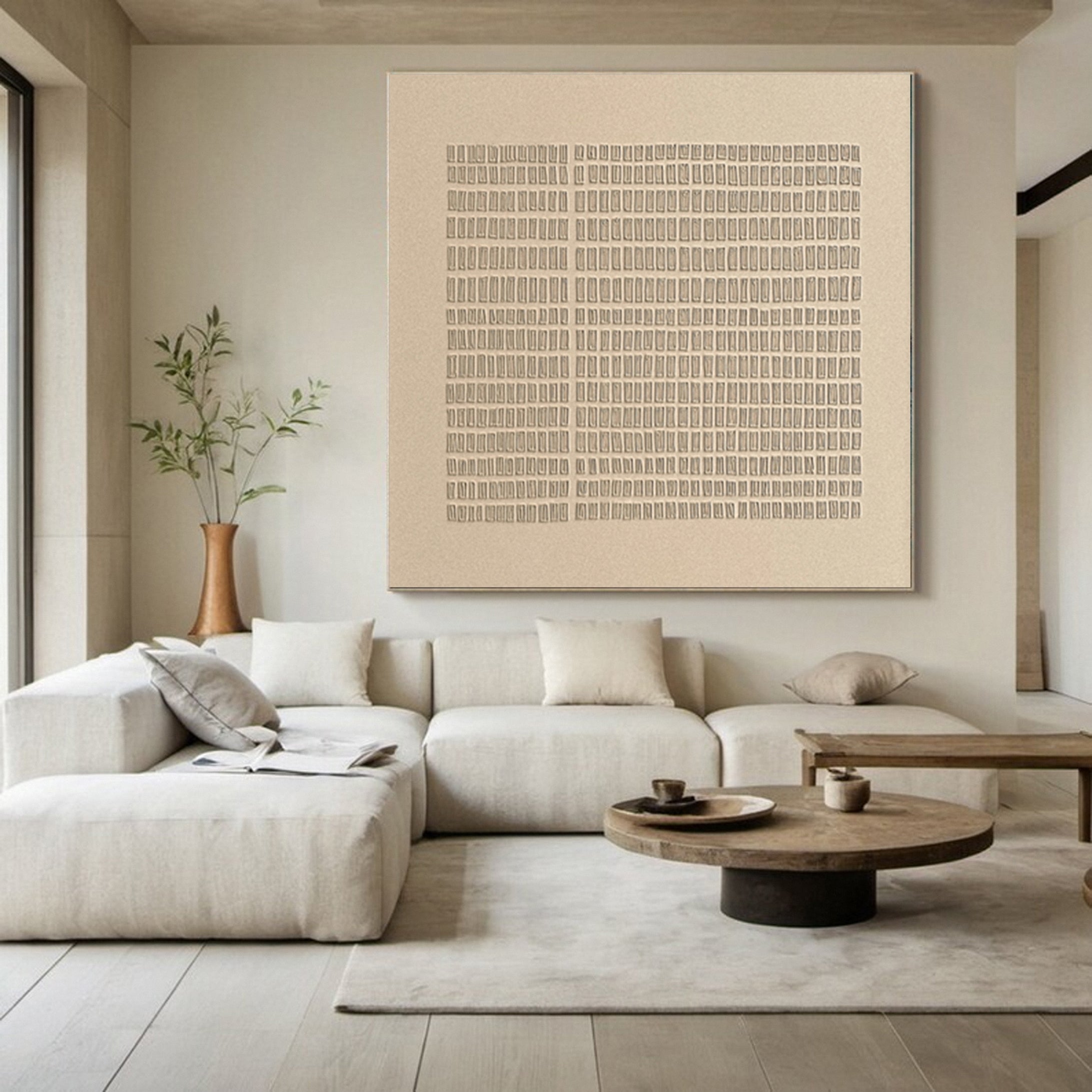 Zen Grid Minimalist Textured Wabi Sabi Wall Art #MMA 137