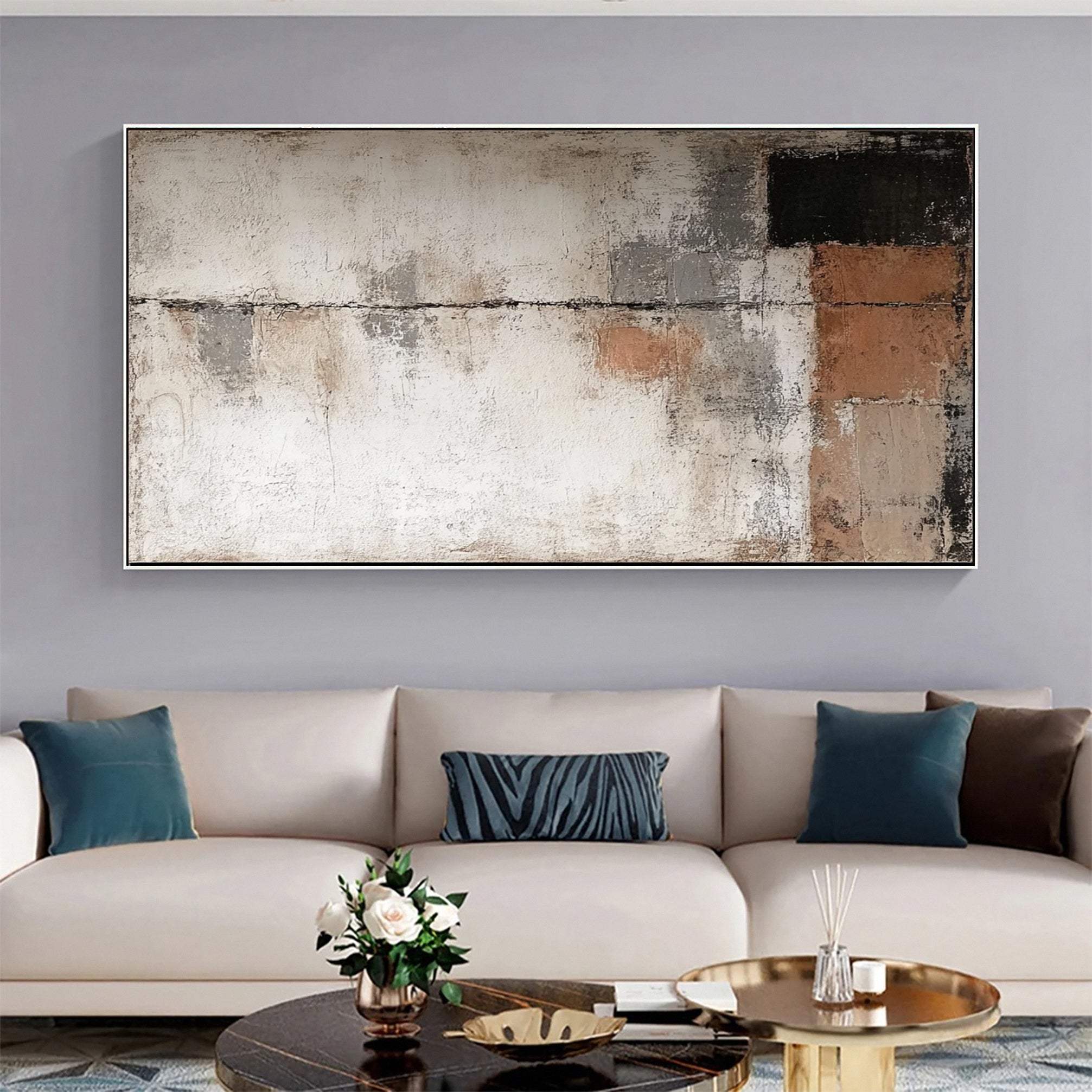 Metallic Horizons Large Contemporary Abstract Painting #AP 057