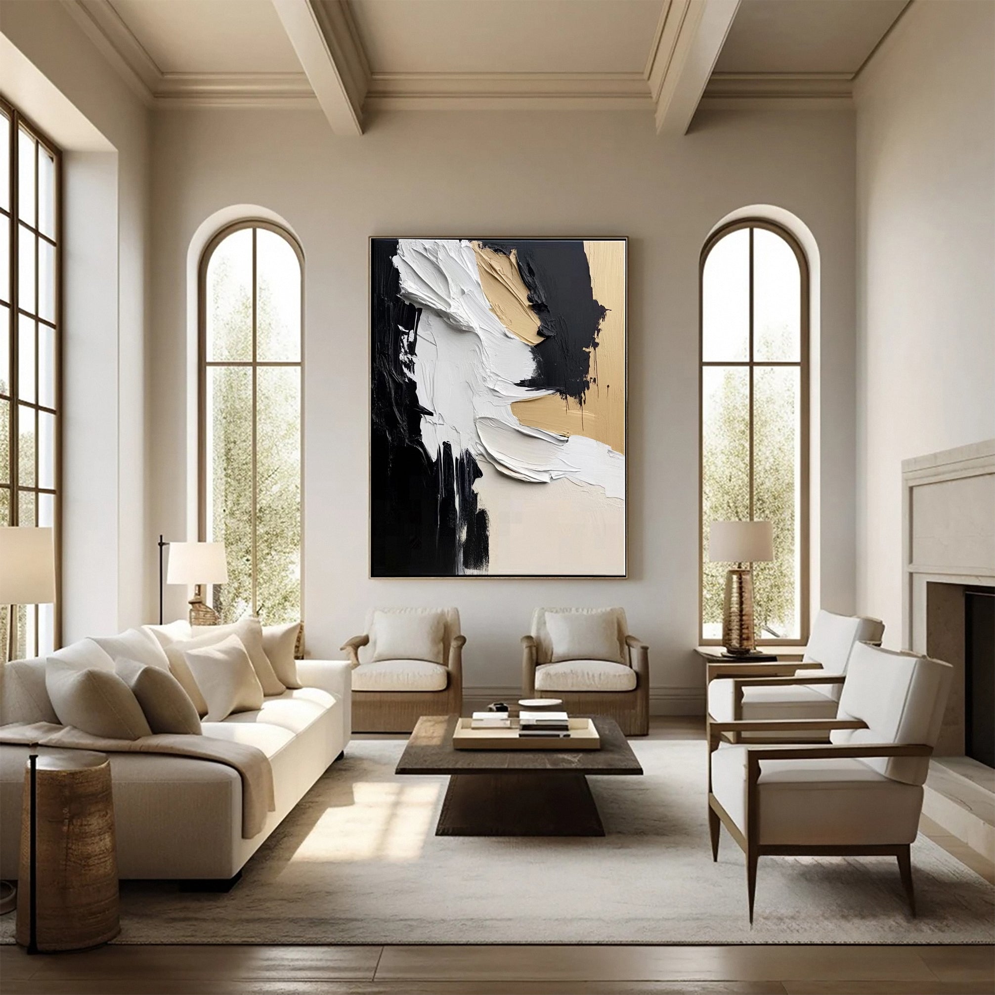 Modern Contrast Bold Abstract Canvas Art #MMA 134