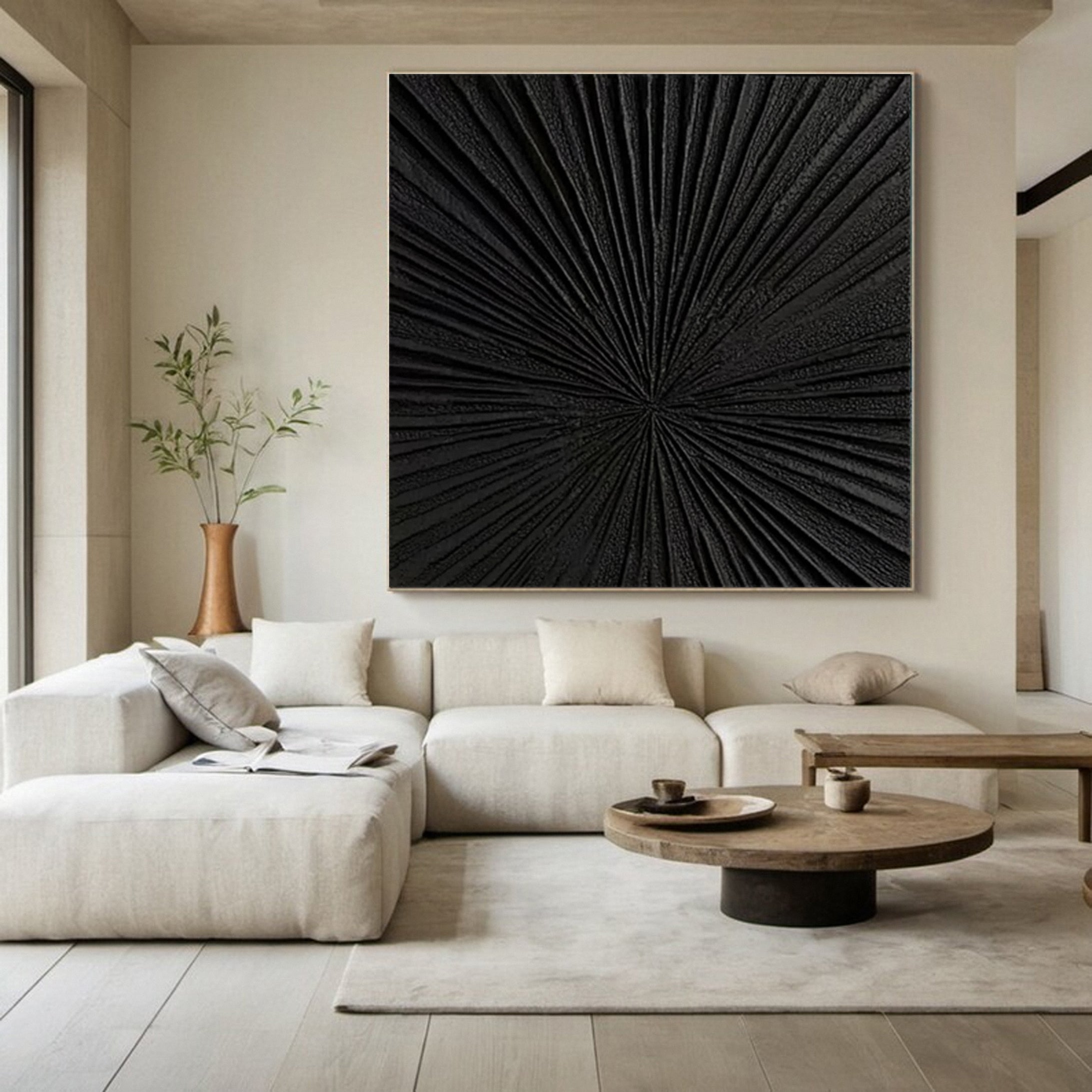 Sleek Elegance Contemporary Large Black Textured Wall Art #MMA 120