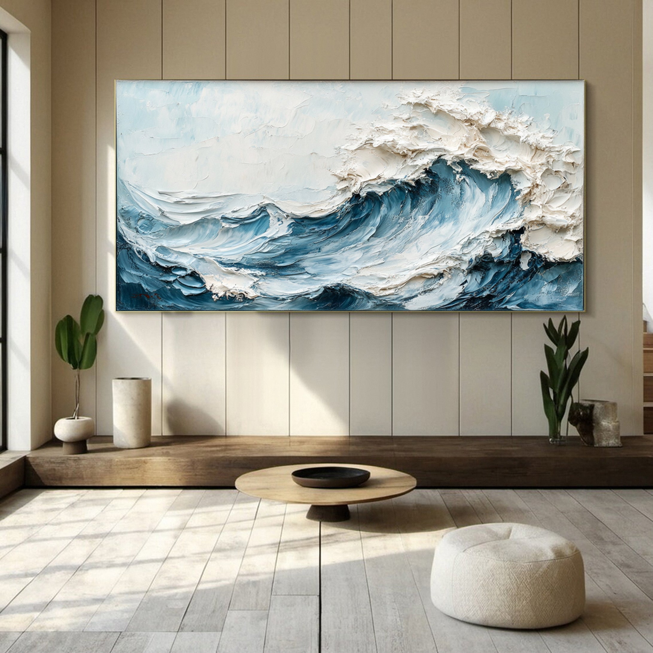 Abstract Seascape Canvas Textured Waves for Elegant Interiors #OS 021