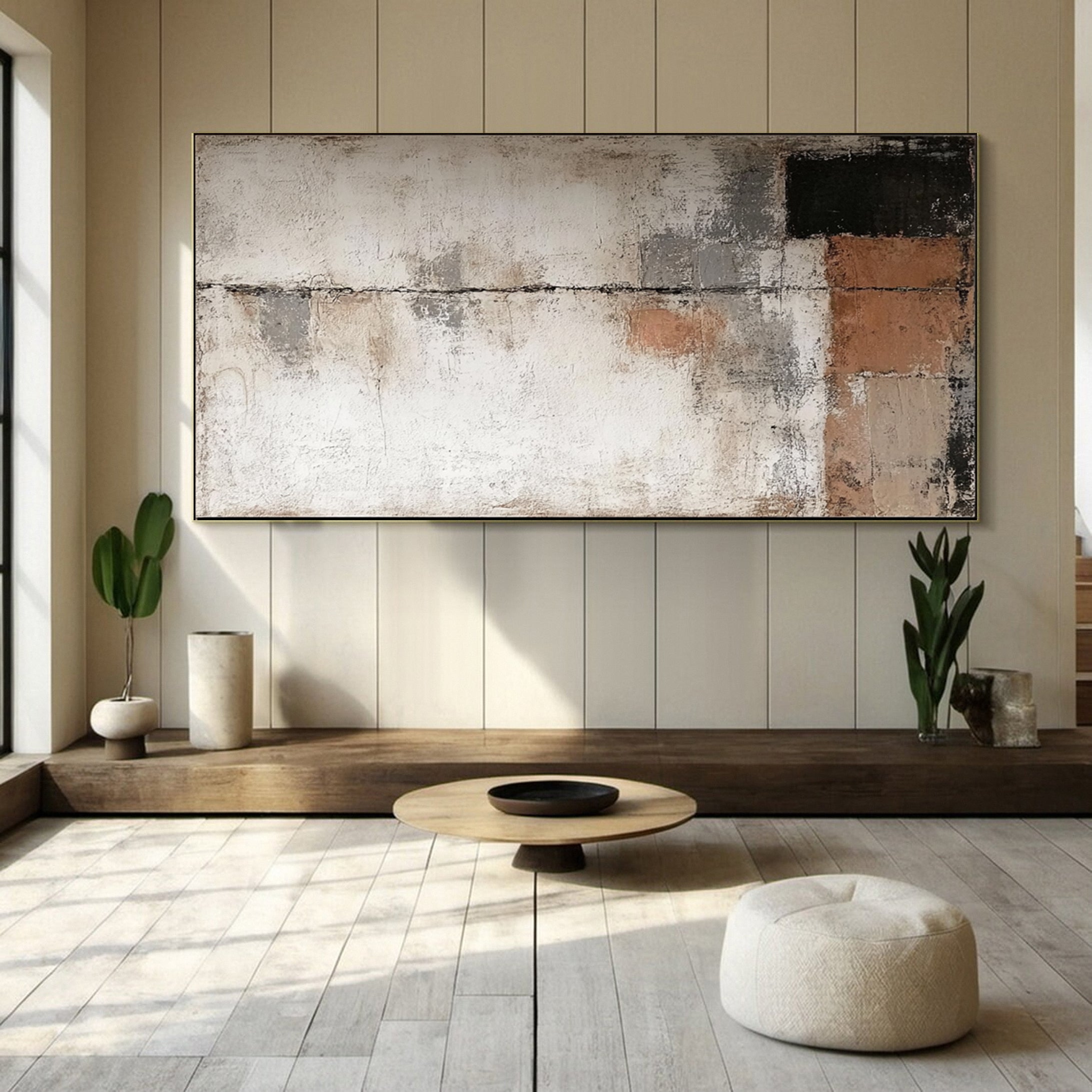 Metallic Horizons Large Contemporary Abstract Painting #AP 057