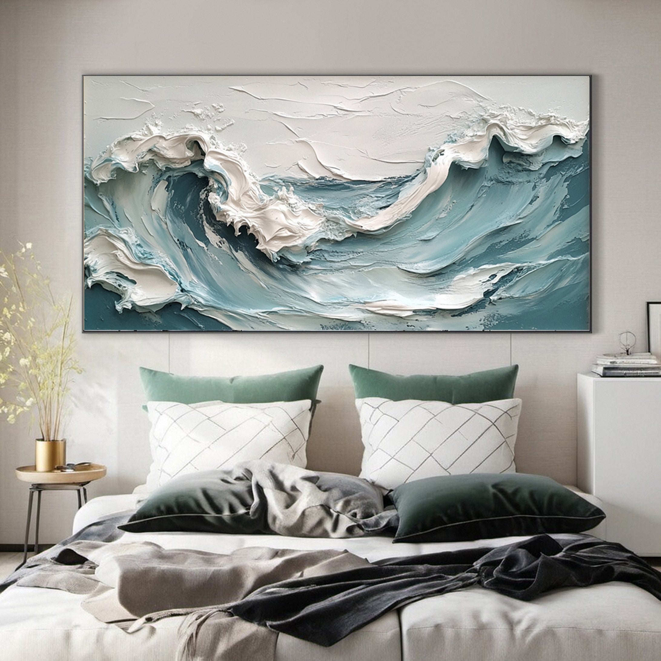 Abstract Seascape Canvas Textured Waves for Elegant Interiors #OS 017