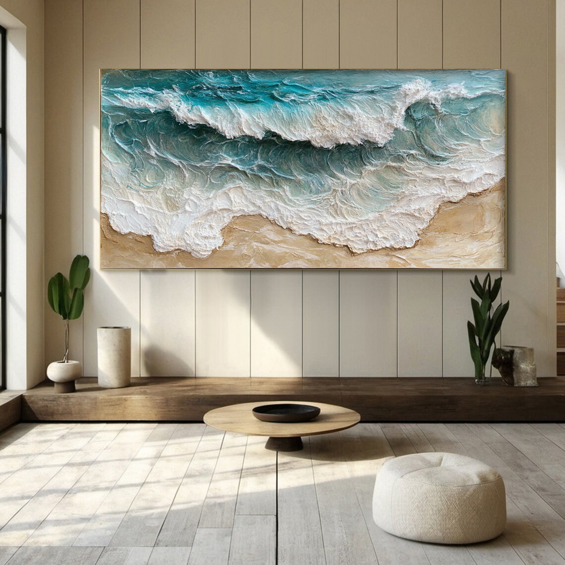 Abstract Seascape Canvas Textured Waves for Elegant Interiors #OS 024