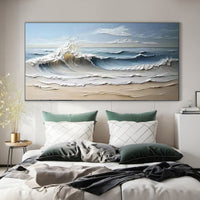 Luxurious Textured Abstract Canvas Art Large Ocean Waves #OS 005