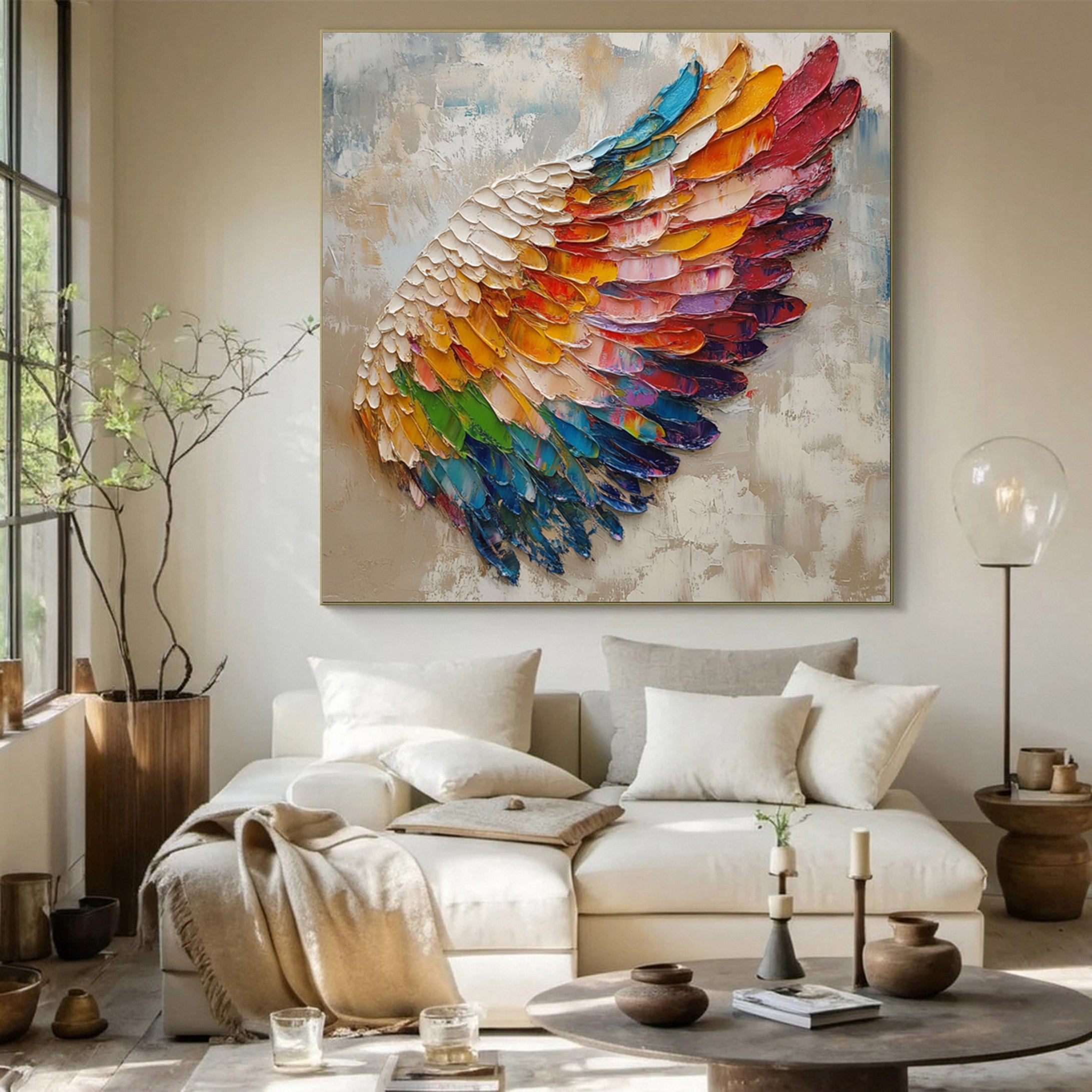 Spectrum Wing Large Colorful Feather Wall Art #MMA 155