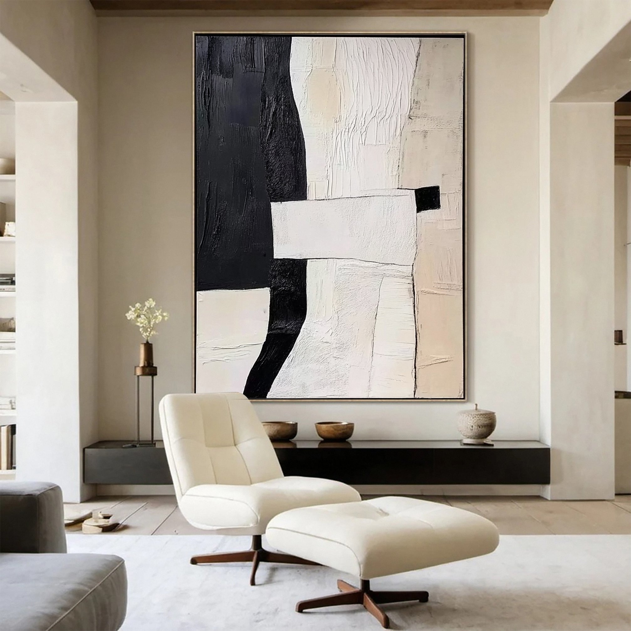 Modern Contrast Wabi Sabi Abstract Canvas Art #MMA 145