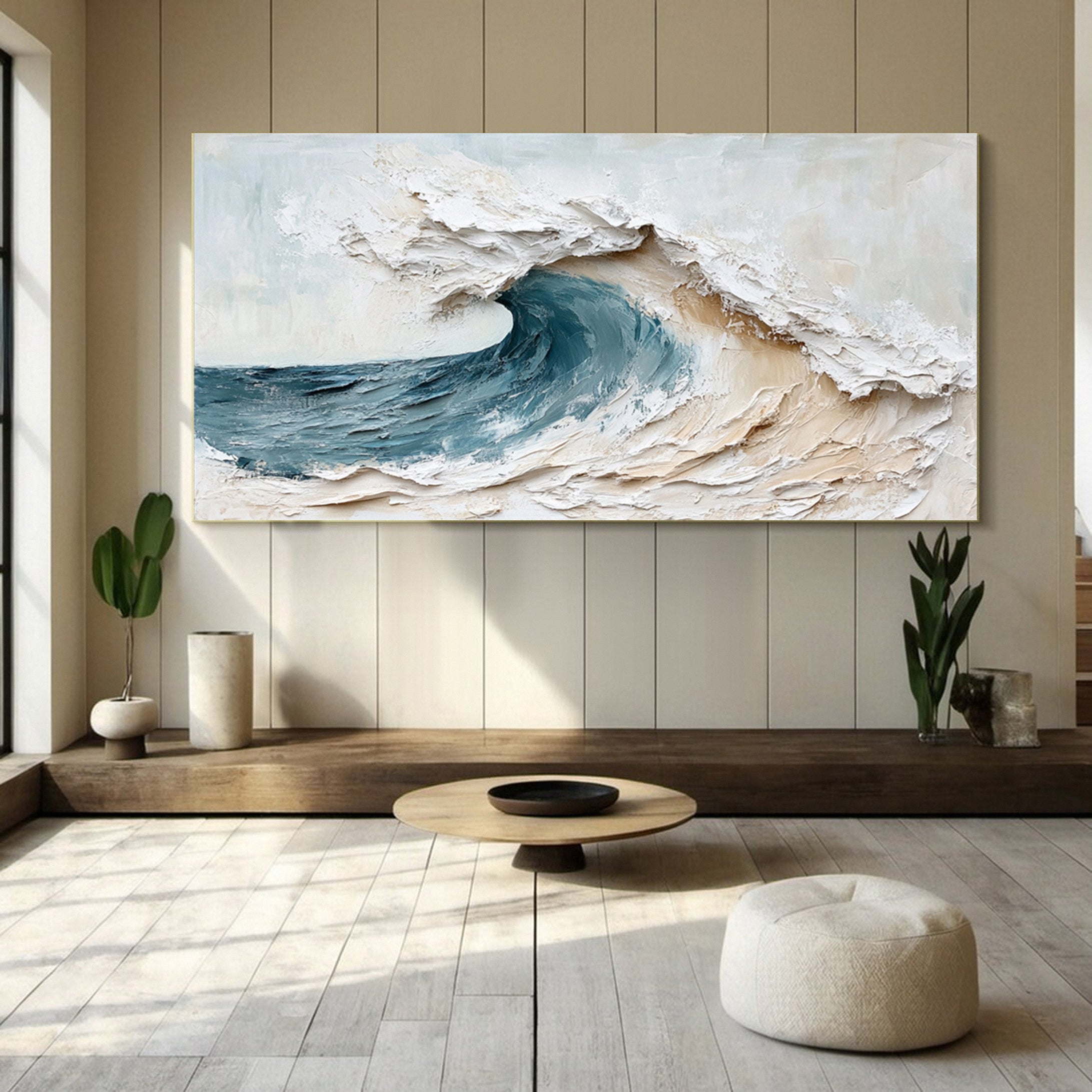 Abstract Seascape Canvas Textured Waves for Elegant Interiors #OS 019