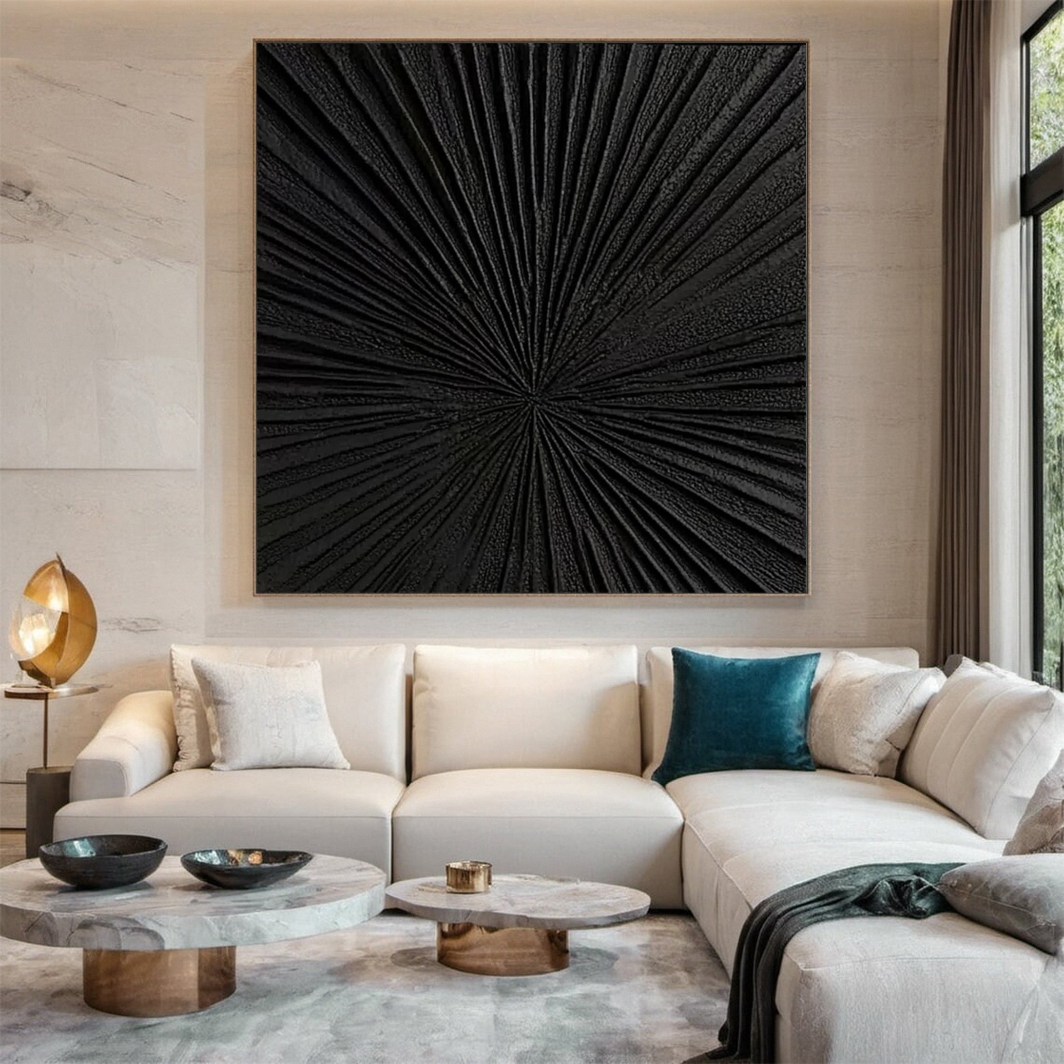 Sleek Elegance Contemporary Large Black Textured Wall Art #MMA 120