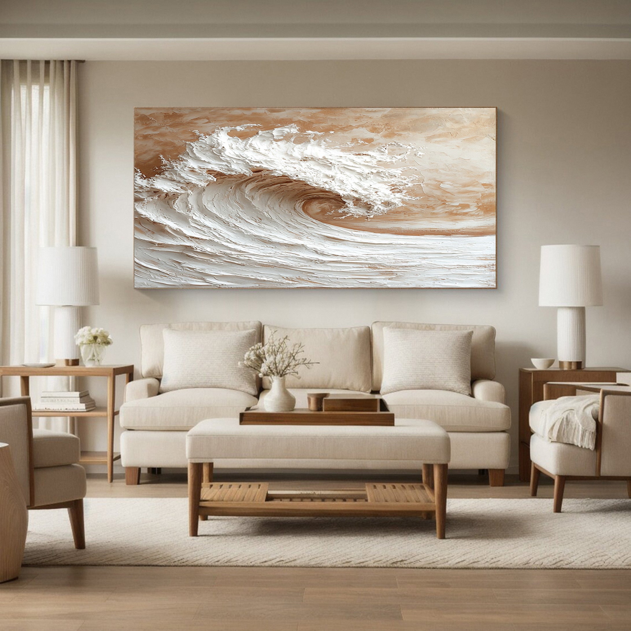 Large 3D Wave Art Textured Ocean Painting #AG 038