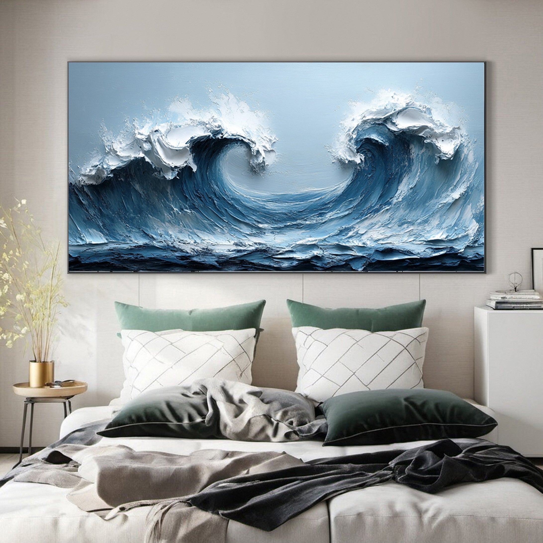 Abstract Seascape Canvas Textured Waves for Elegant Interiors #OS 018