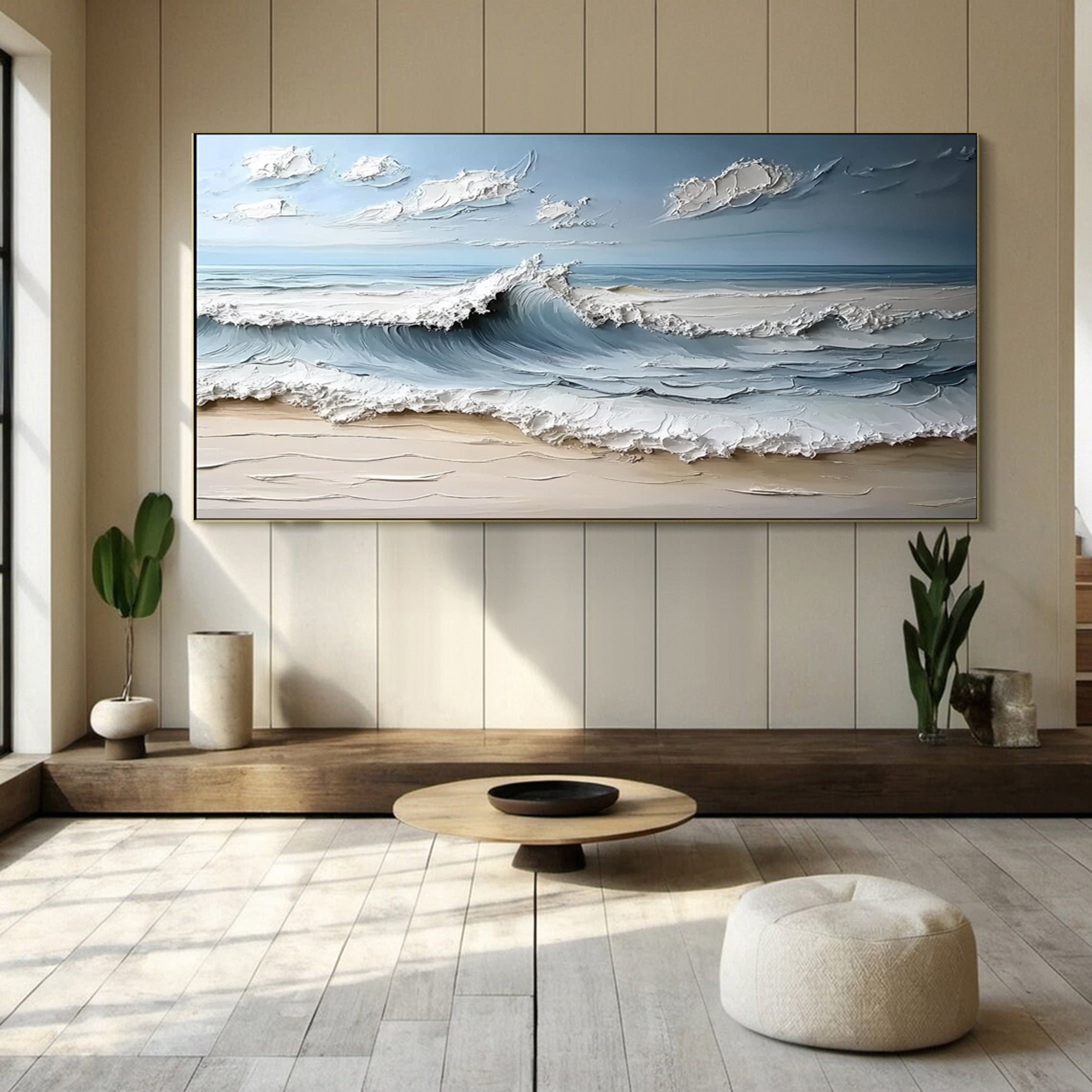 Abstract Seascape Canvas Textured Waves for Elegant Interiors #OS 023