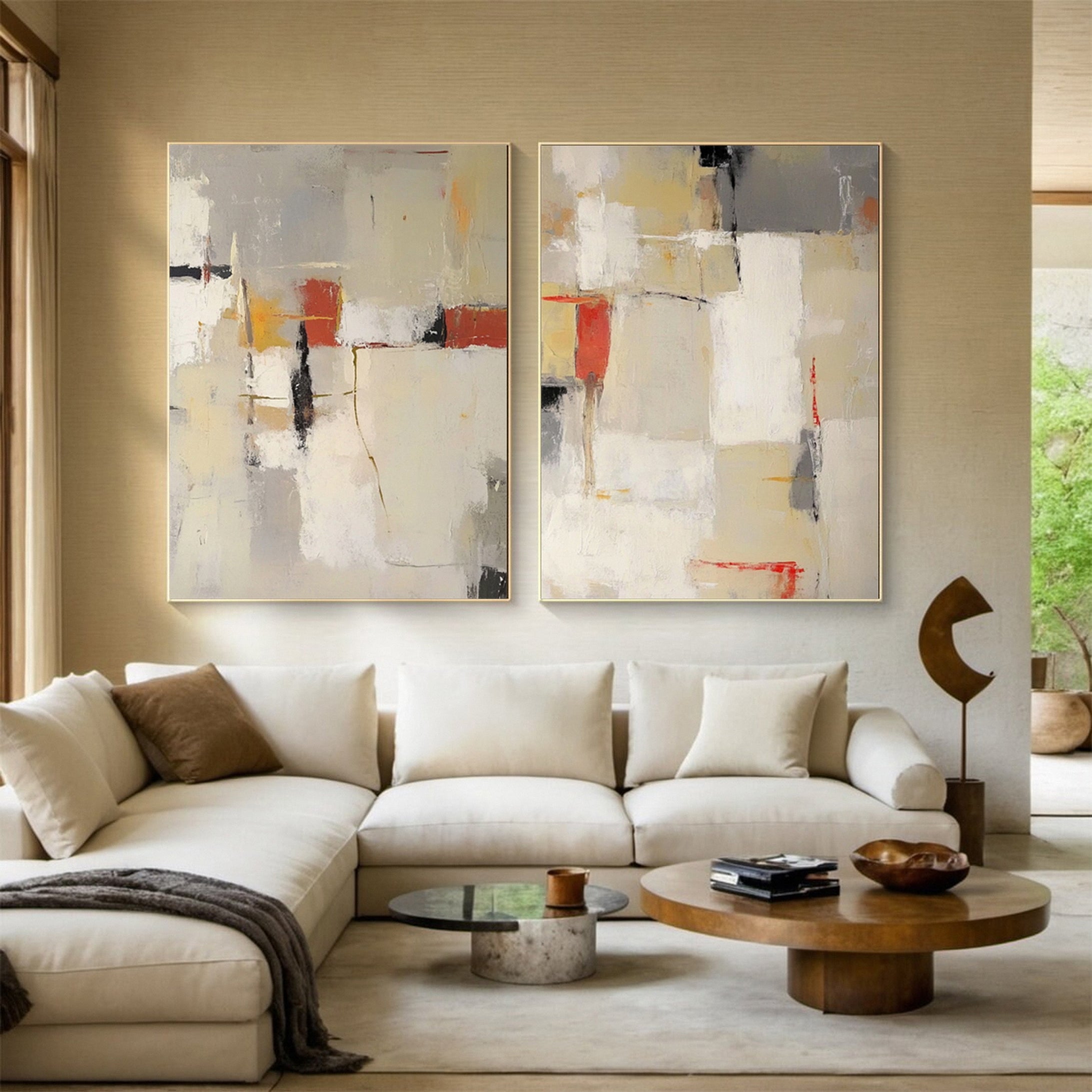 Modern Abstract Wall Art Dual Canvas Paintings for Sophisticated Decor #MMAS 054