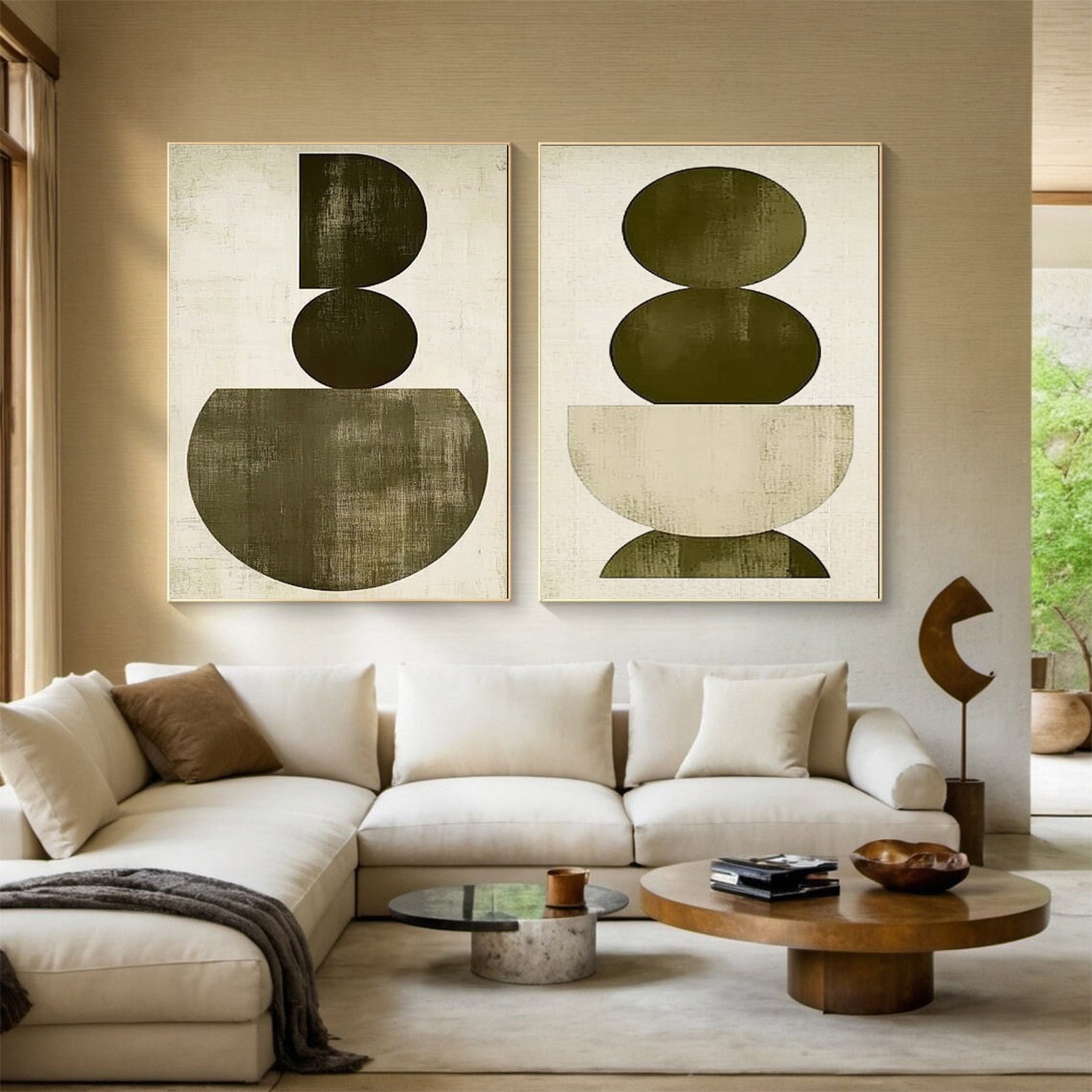 Modern Abstract Geometric Wabi Sabi Wall Art Set Of 2 #MMAS 058