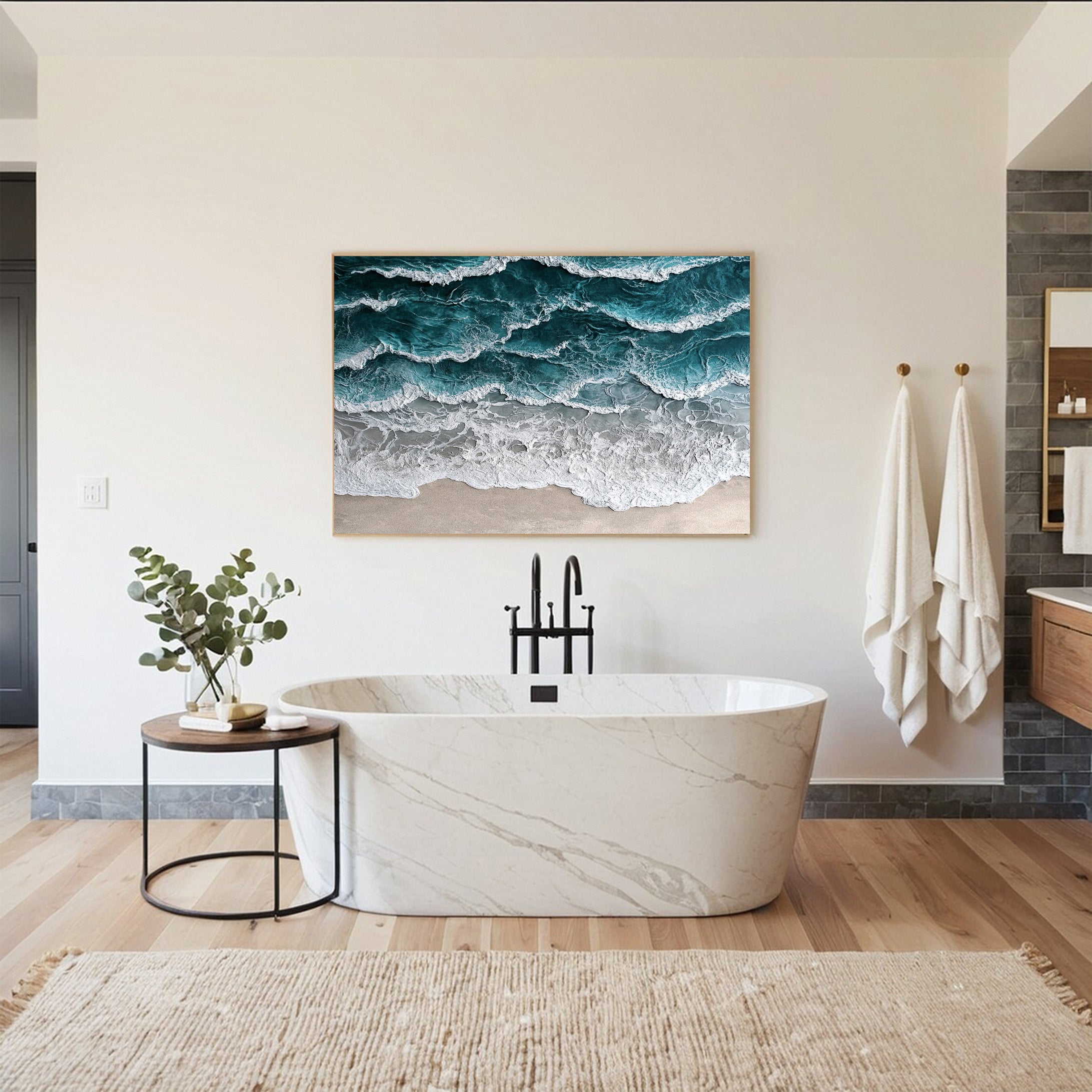 Coastal Serenity Wall Art Dynamic Ocean Waves Canvas #OS 006