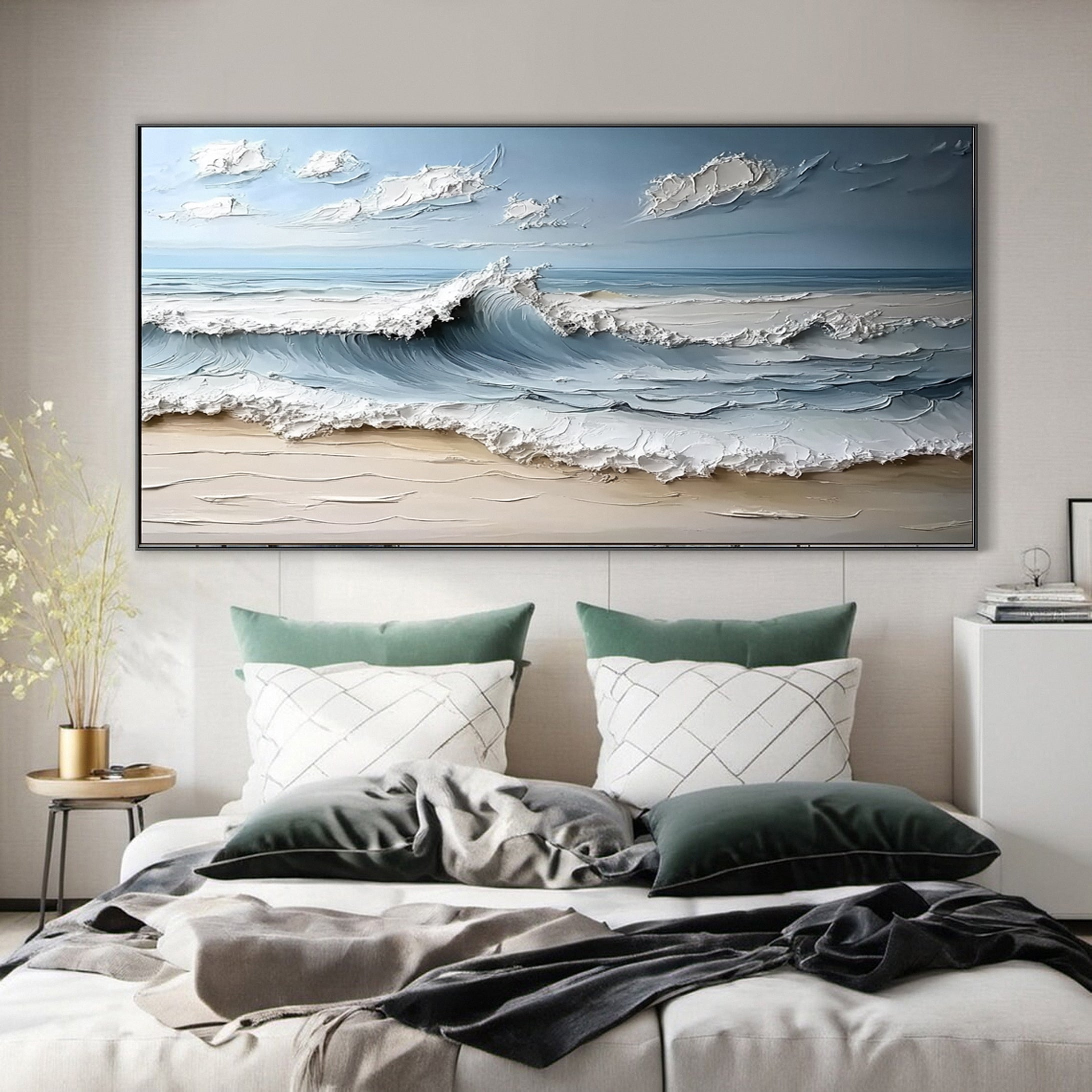 Abstract Seascape Canvas Textured Waves for Elegant Interiors #OS 023