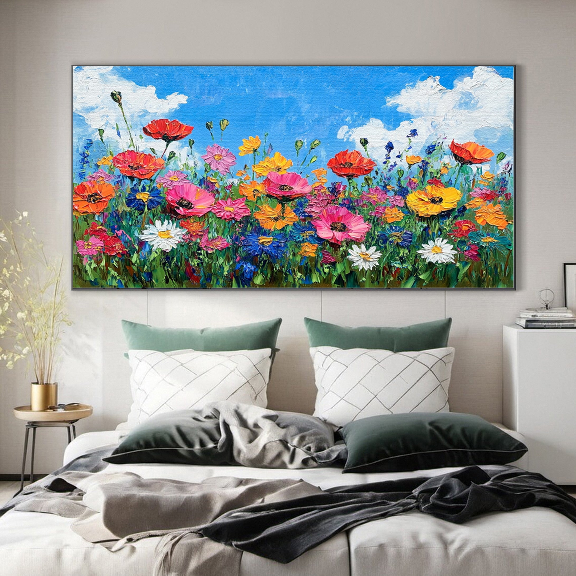 Bloom Horizon Textured Floral Oil Painting Colorful Wall Art #FT 023