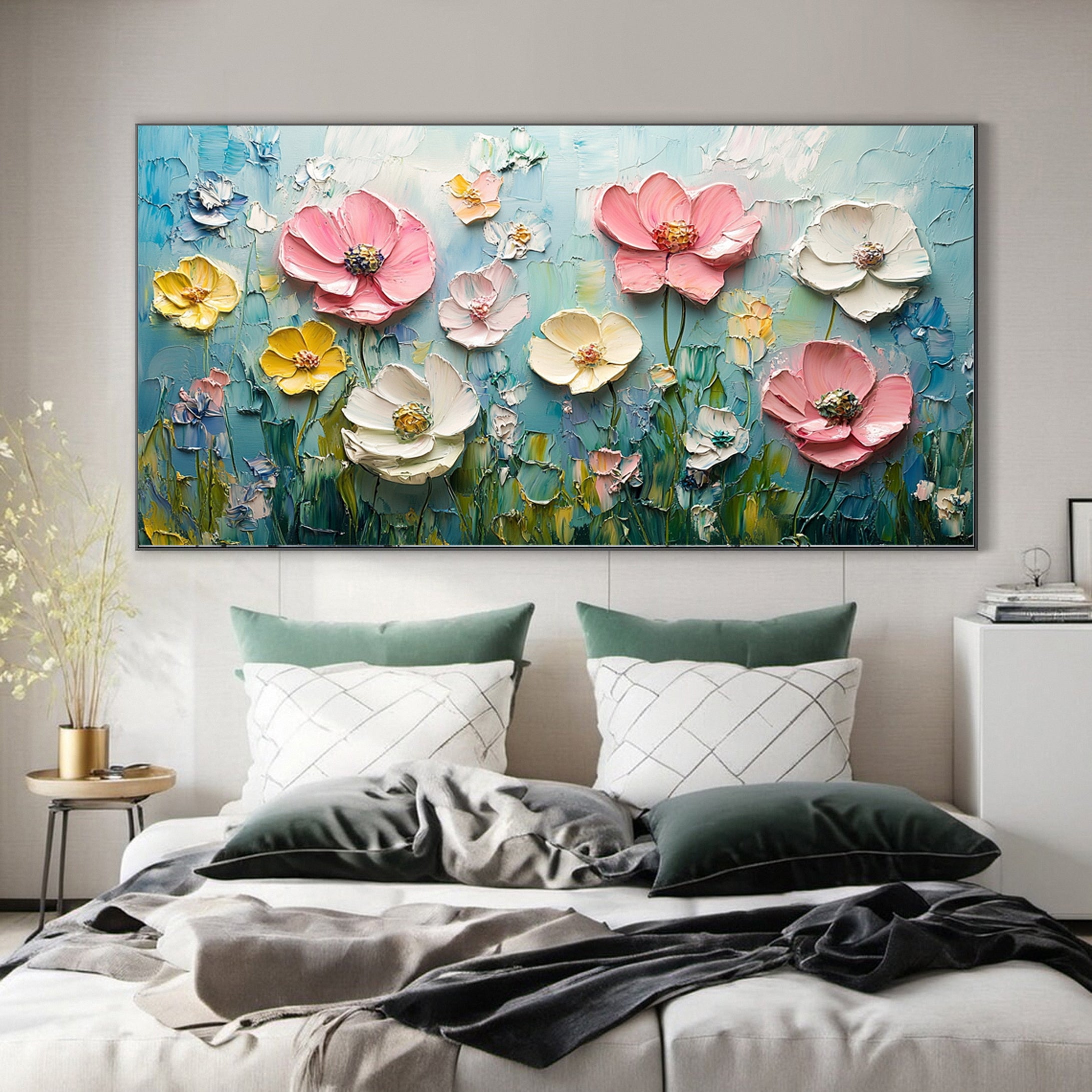 Bloom Horizon Textured Floral Oil Painting Colorful Wall Art #FT 022