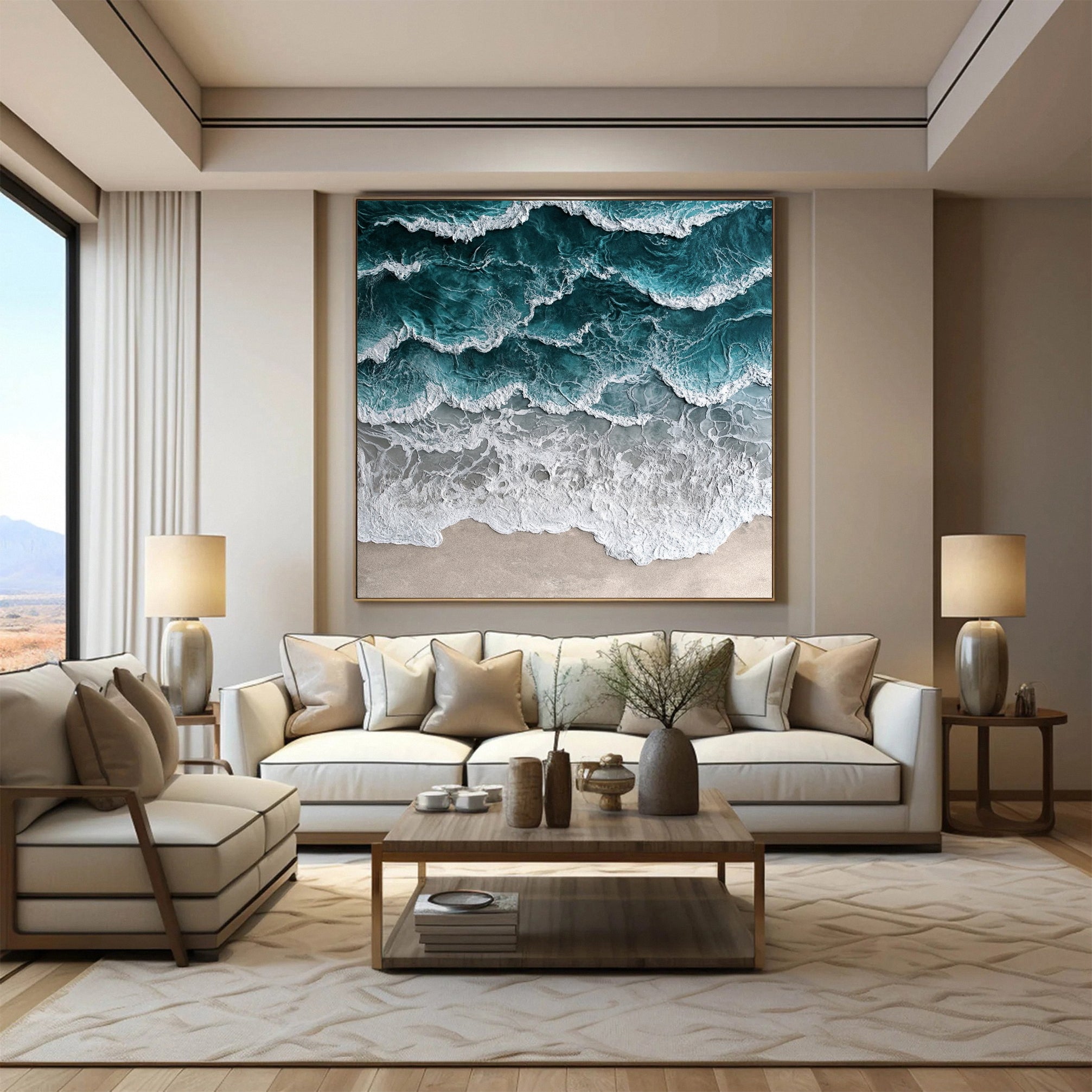 Marine Majesty Large Wall Canvas Captivating Sea Waves #OS 010