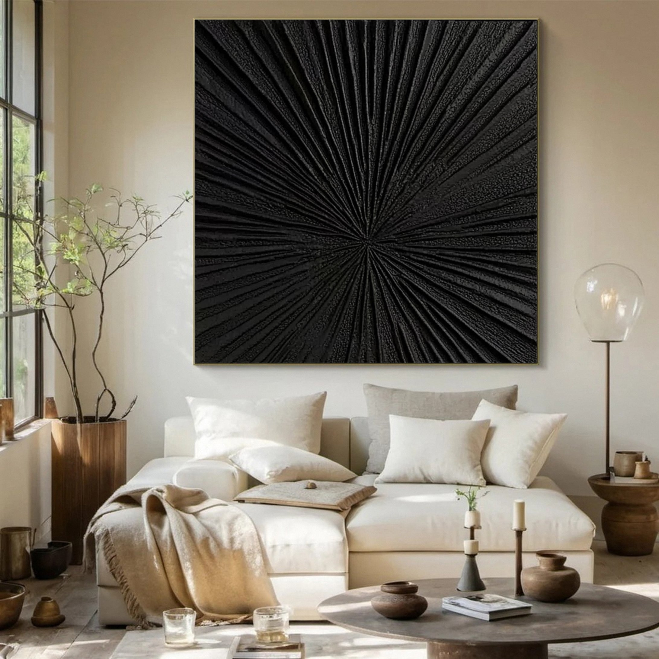 Sleek Elegance Contemporary Large Black Textured Wall Art #MMA 120