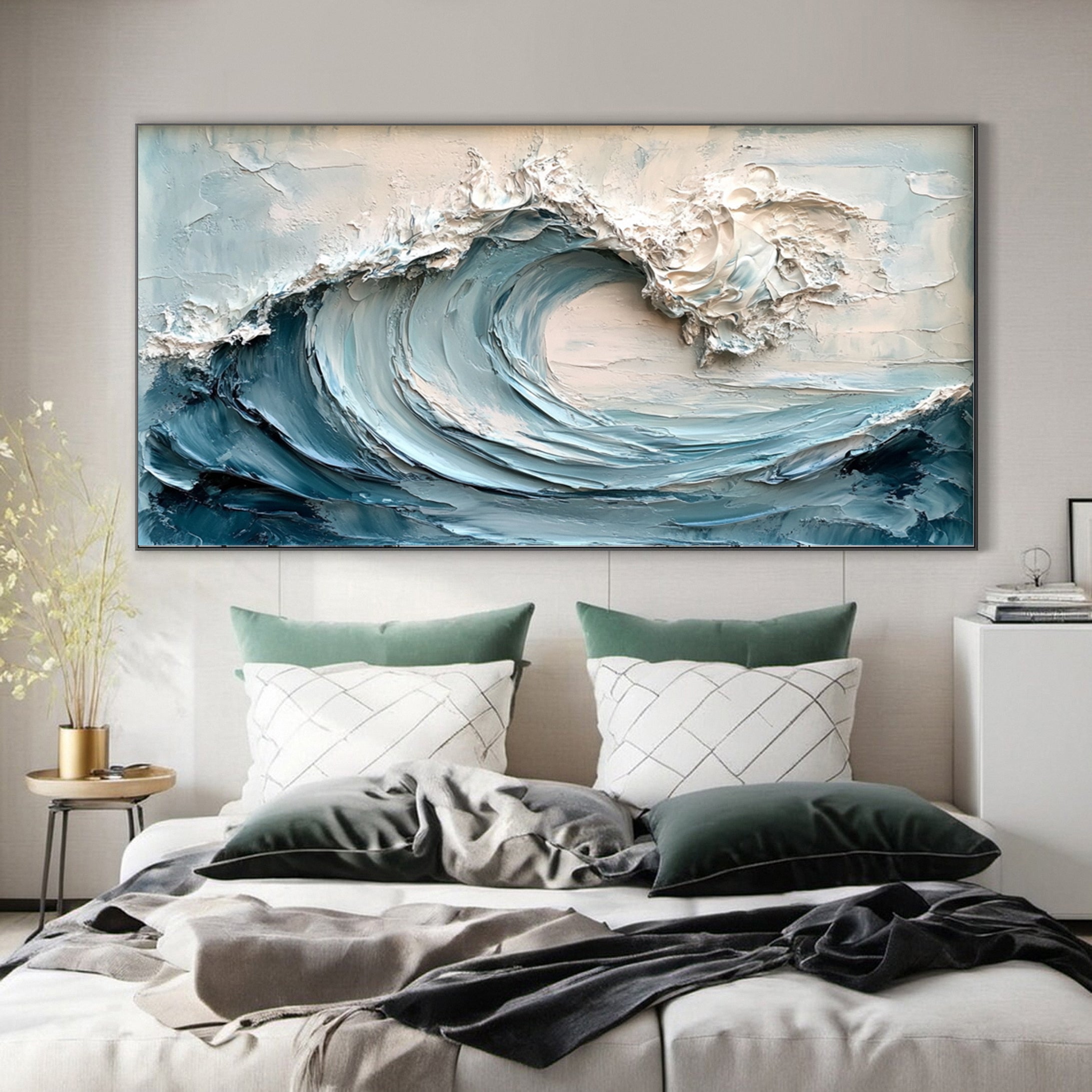 Abstract Seascape Canvas Textured Waves for Elegant Interiors #OS 020