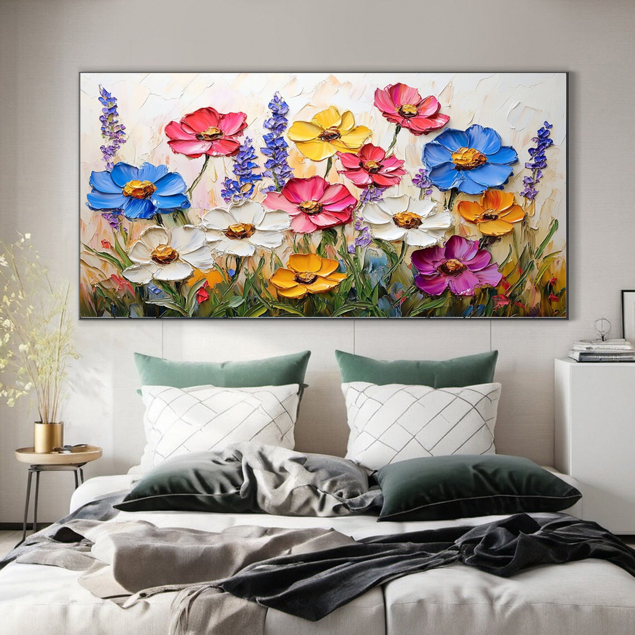 Bloom Horizon Textured Floral Oil Painting Colorful Wall Art #FT 025