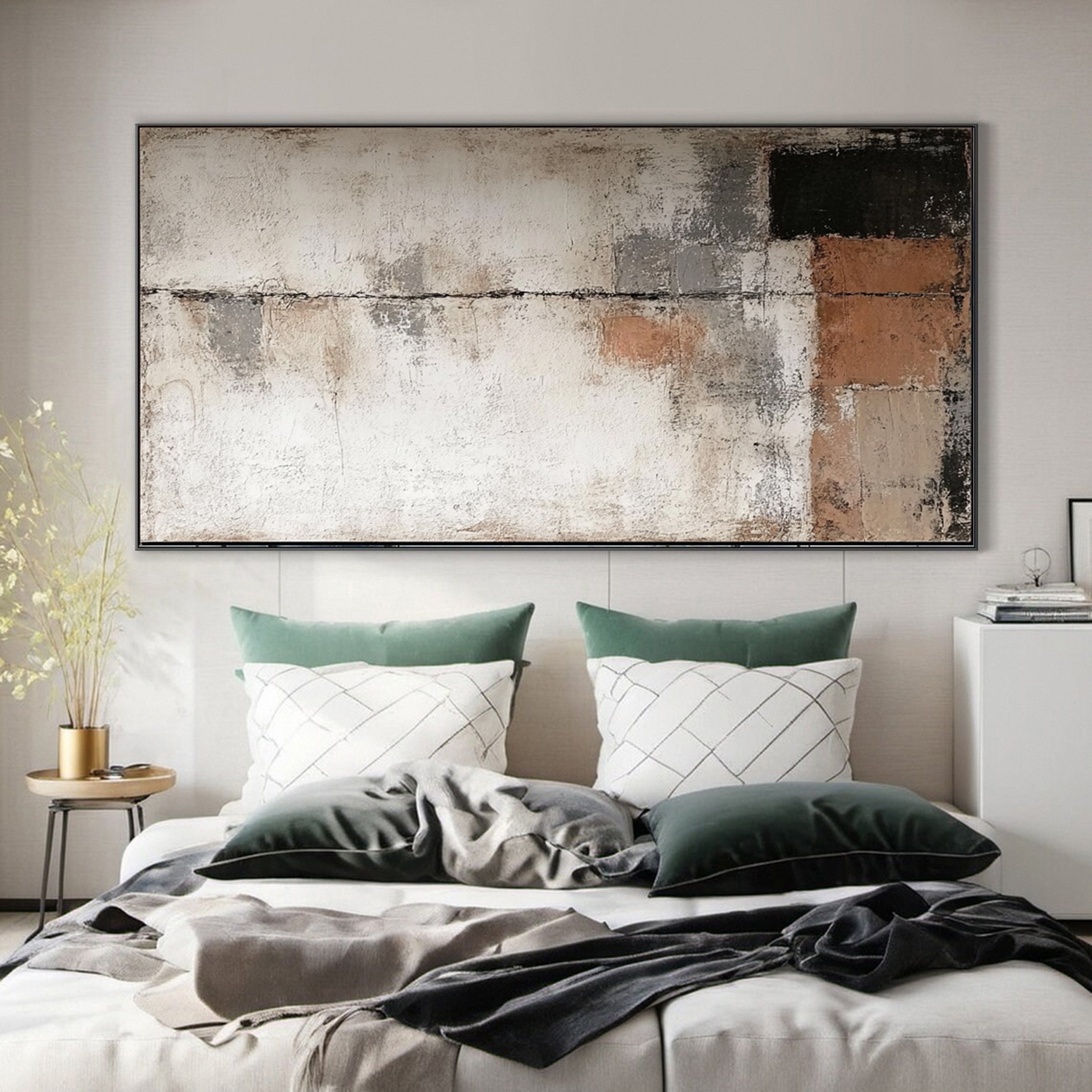 Metallic Horizons Large Contemporary Abstract Painting #AP 057