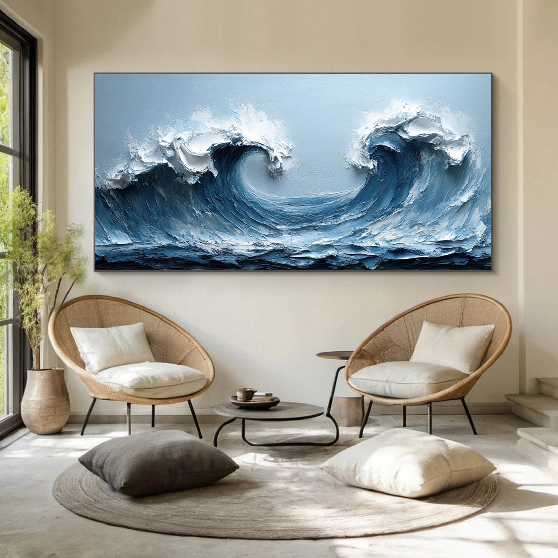 Abstract Seascape Canvas Textured Waves for Elegant Interiors #OS 018