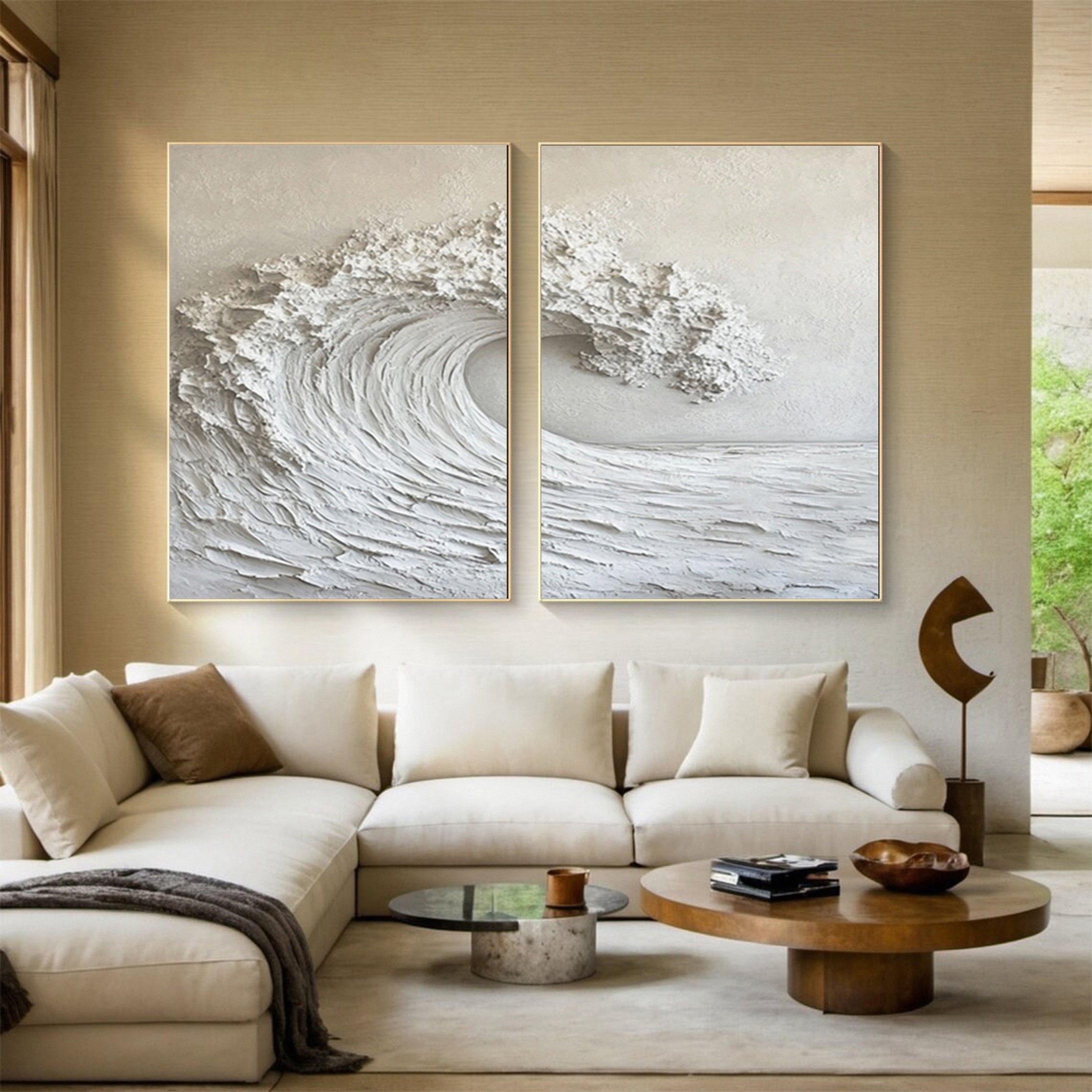 Marine Majesty Large Wall Canvas Set Captivating Sea Waves #OS 012