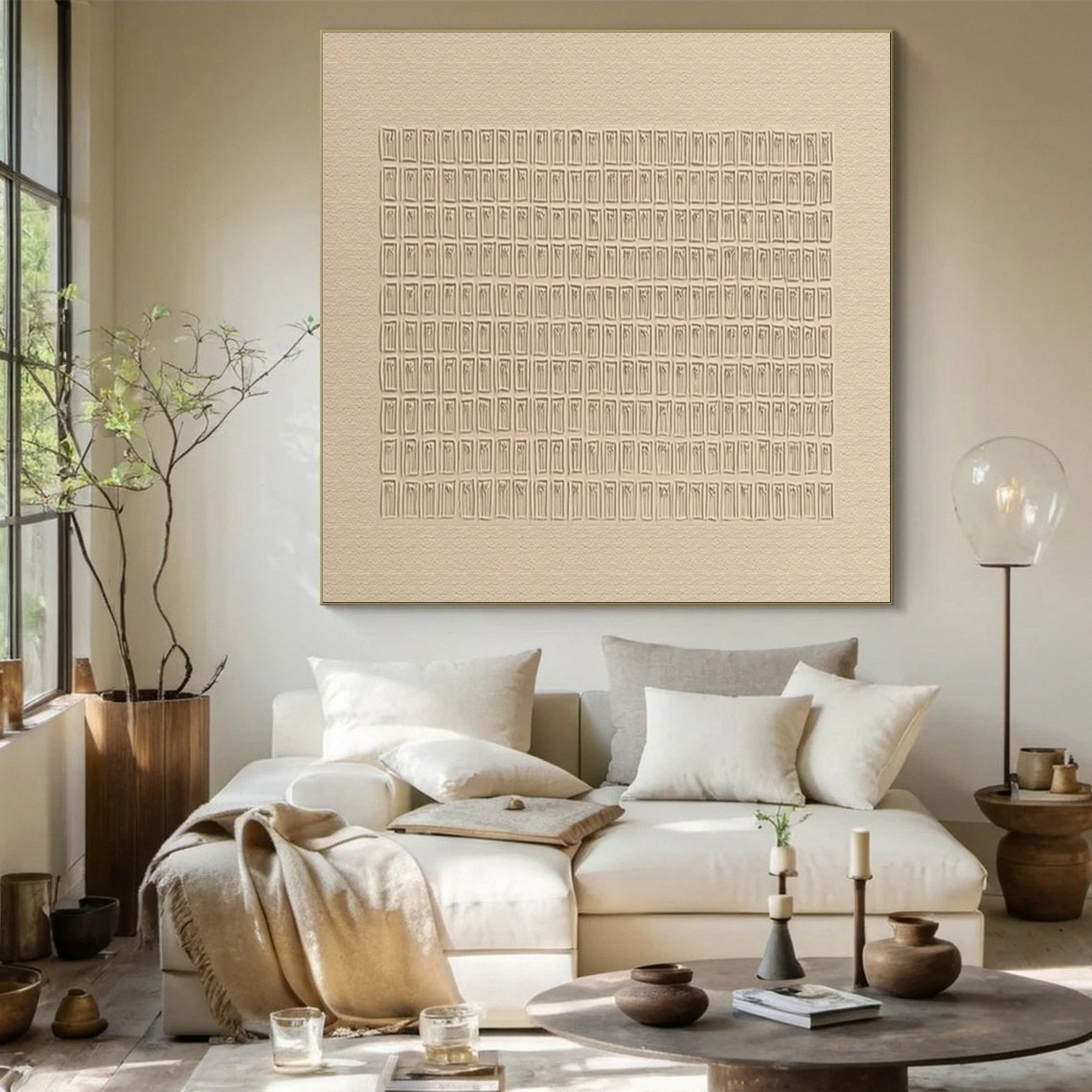 Zen Grid Minimalist Textured Wabi Sabi Wall Art #MMA 142