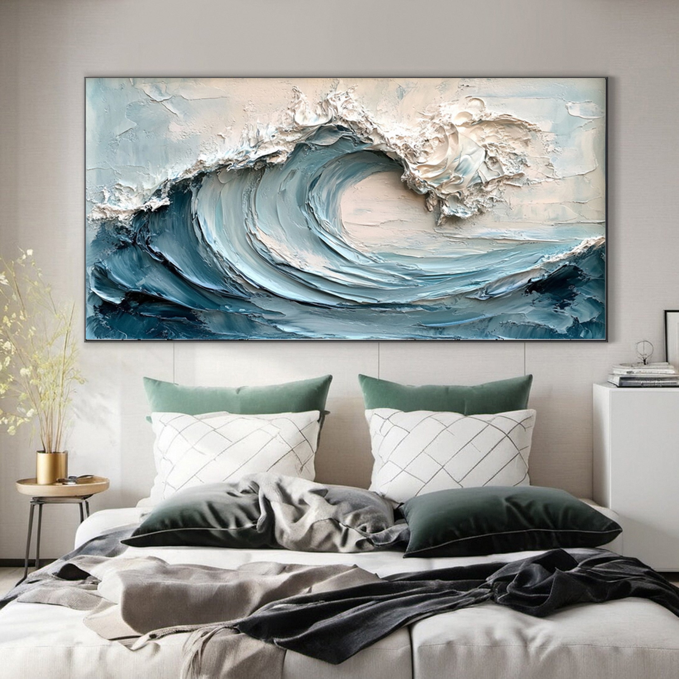 Abstract Seascape Canvas Textured Waves for Elegant Interiors #OS 022